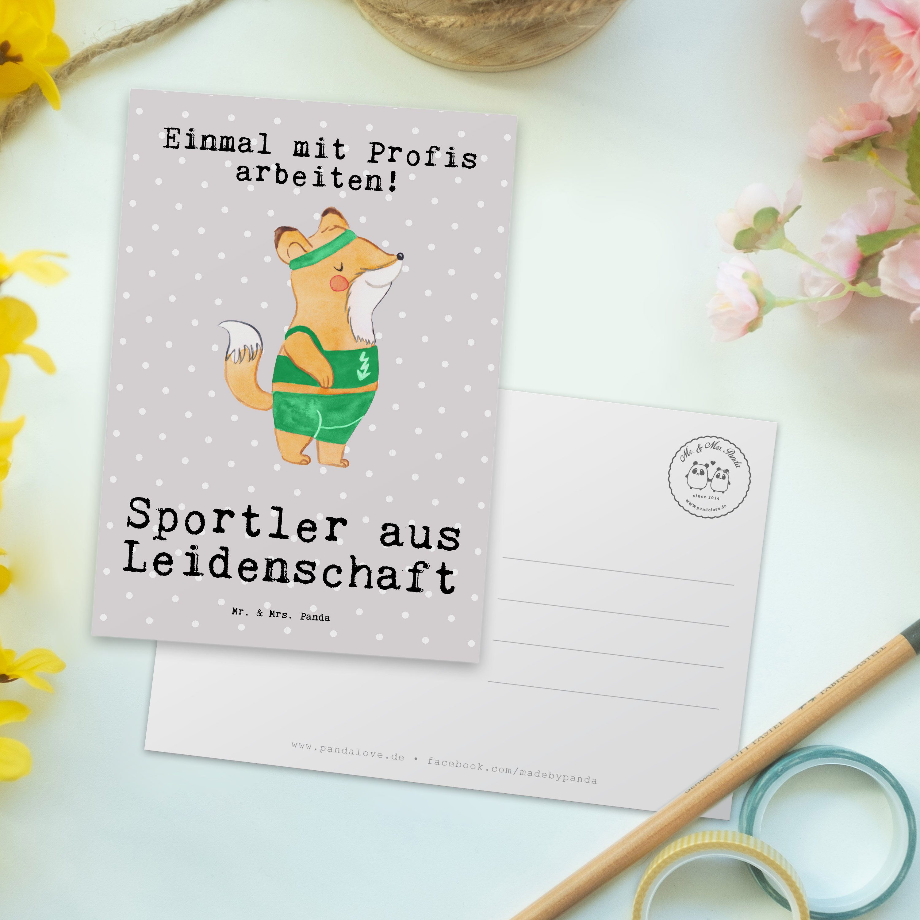 Mr. K Mrs. Pastell Geschenkkarte, - Grau - Panda aus Postkarte Sportler Leidenschaft & Geschenk,