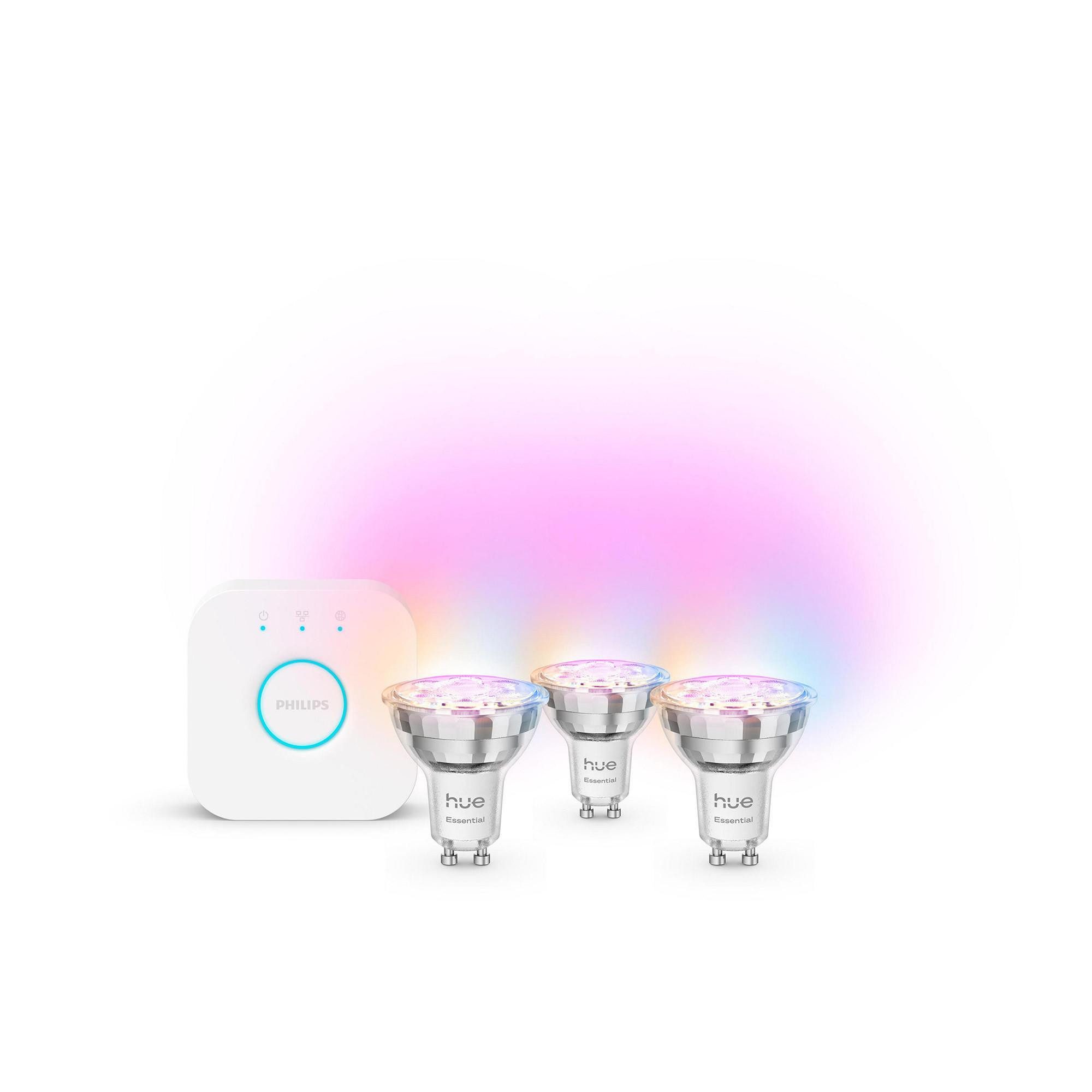 Philips Einbauleuchte 00232140, Starter Set mit 3 GU10 LED-Lampen & Bridge, WLAN-kompatibel