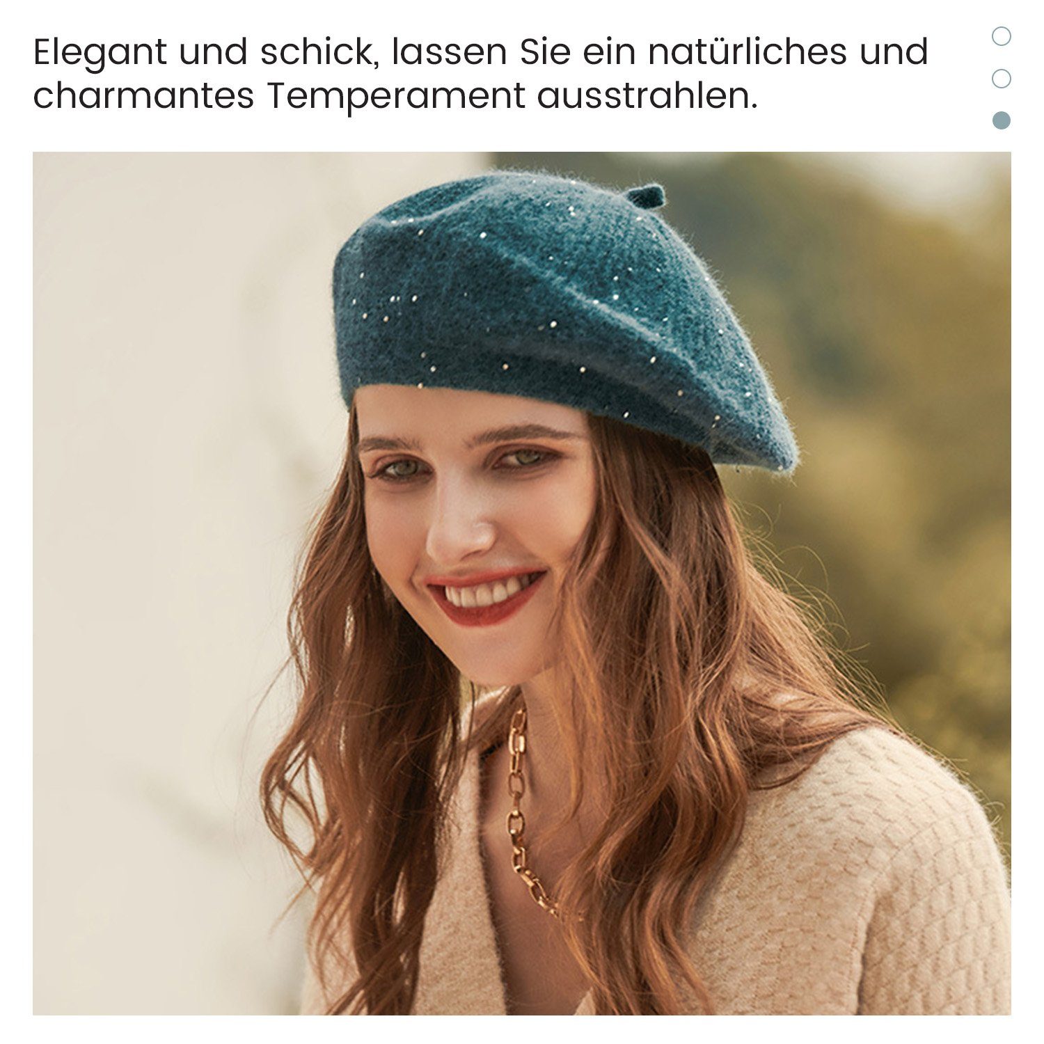 Herbst- Barett und Strass Klassische MAGICSHE Blau Baskenmütze Damen Winterstile