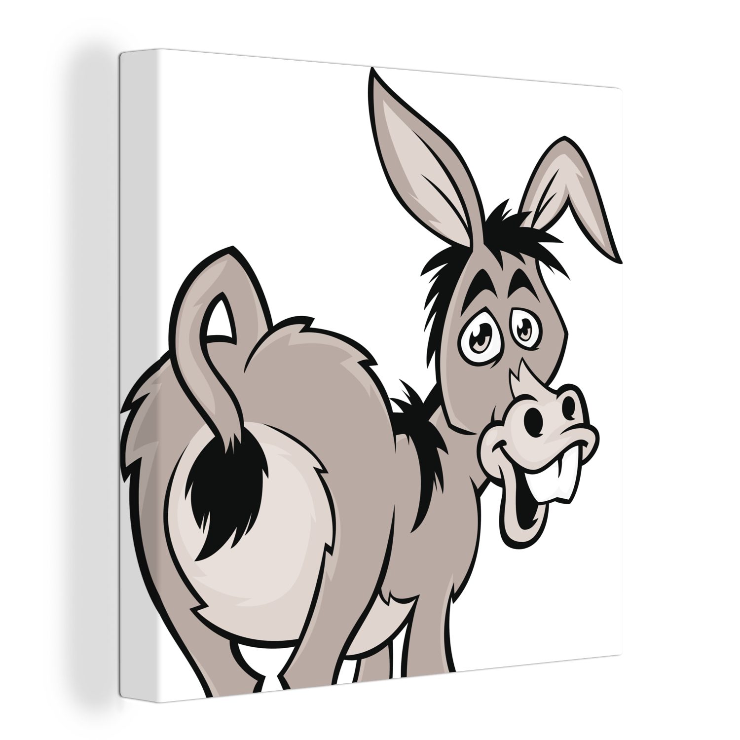 OneMillionCanvasses® Leinwandbild Cartoon-Illustration eines Esels, (1 St), Leinwand Bilder für Wohnzimmer Schlafzimmer