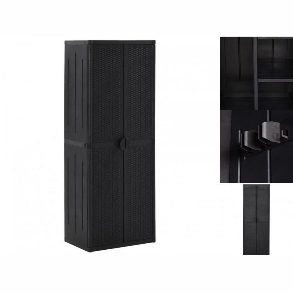 vidaXL Kleiderschrank Gartenschrank Schwarz 65x45x172 cm Kunststoff,  Robuste Konstruktion und langlebiges Material sorgen für eine lange  Lebensdauer