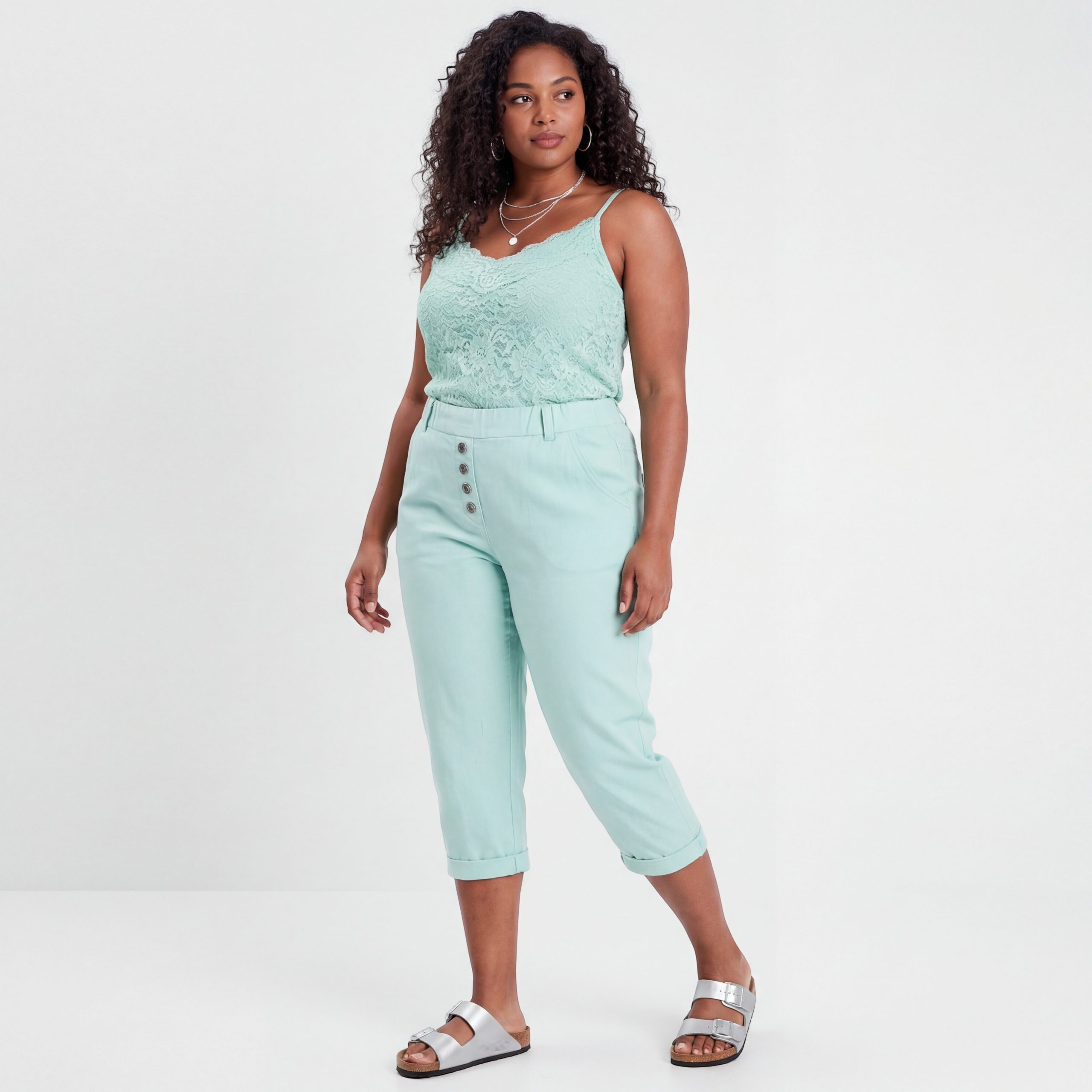 OriginalYou Caprihose Damen mit Stretch Knitterlook kurze Sommerhose mit Gummizug moderner Knitterlook, mit Gummizug und Gürtelschlaufen
