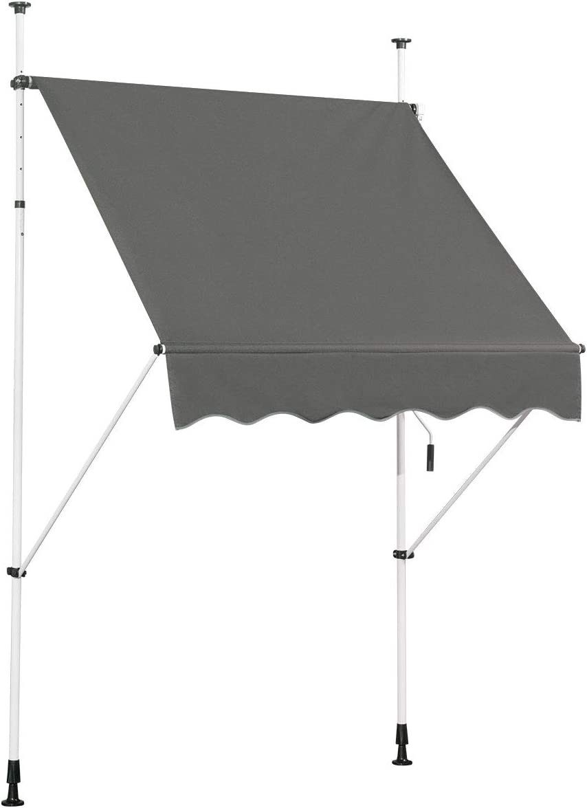 COSTWAY Klemmmarkise 150cm breit, höhenverstellbar 200-300cm, Grau günstig online kaufen