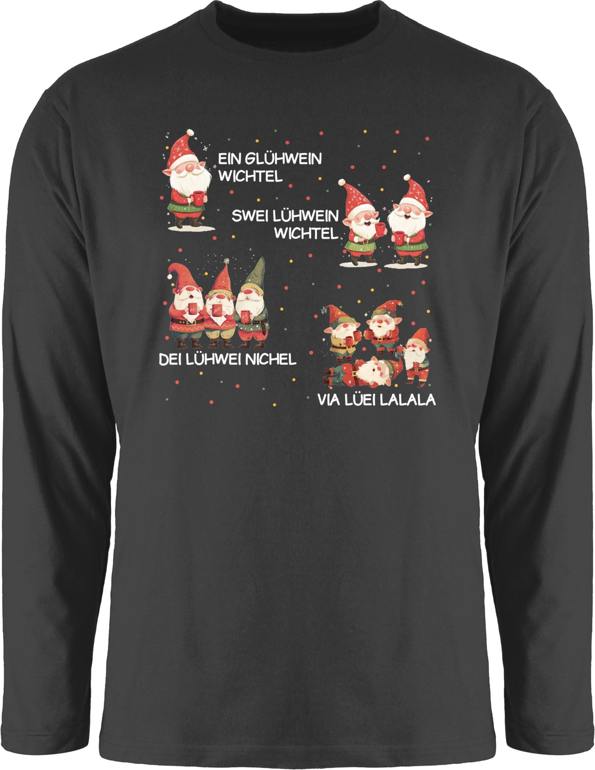 Rundhalsshirt Ein Glühwein Swei Glühwein, Wichtel, Ein Glühwein Zwei Glühwein, We