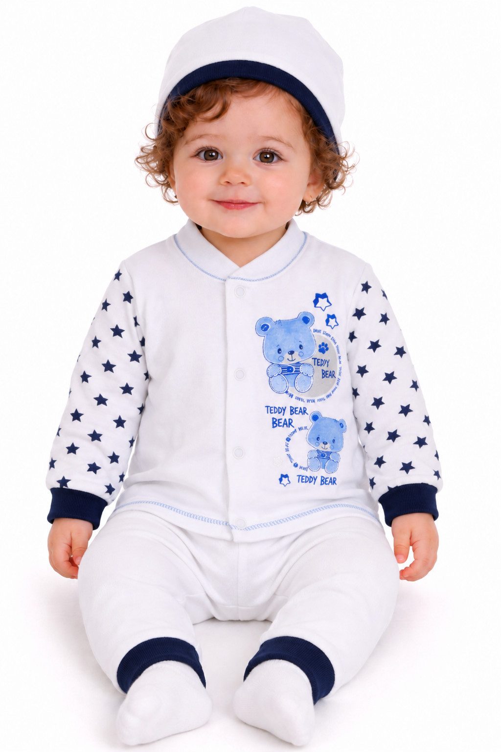 La Bortini Langarmshirt & Hose Baby Anzug Hemdchen Mitwachshose Mütze Set (3-teilig, neutral, Erstlingsset für Neugeborene) aus Baumwolle, 56 62 68