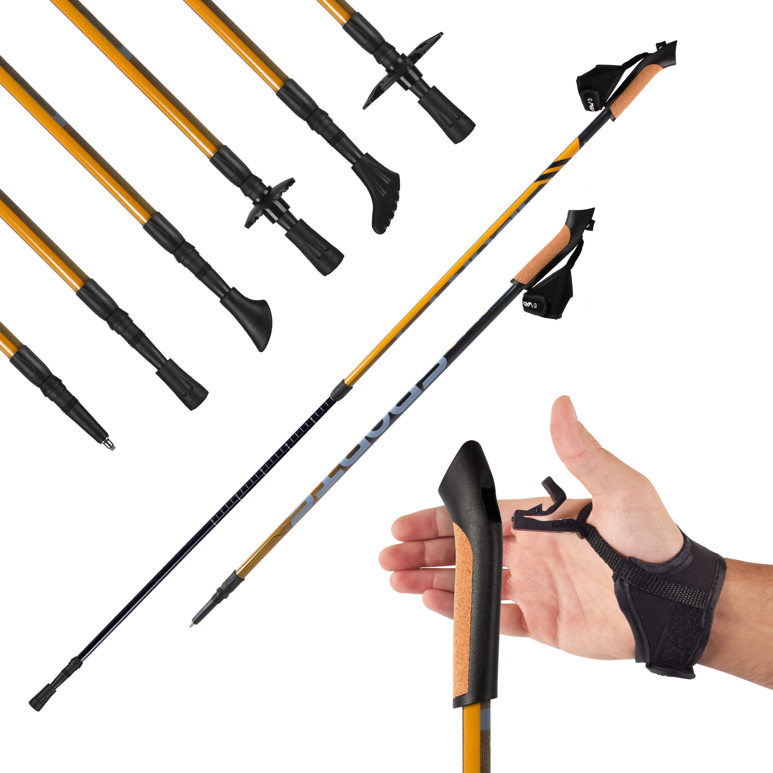 MSports® Nordic-Walking-Stöcke MSPORTS Nordic Walking Stöcke Carbon Premium - aus hochwertigem Carbon