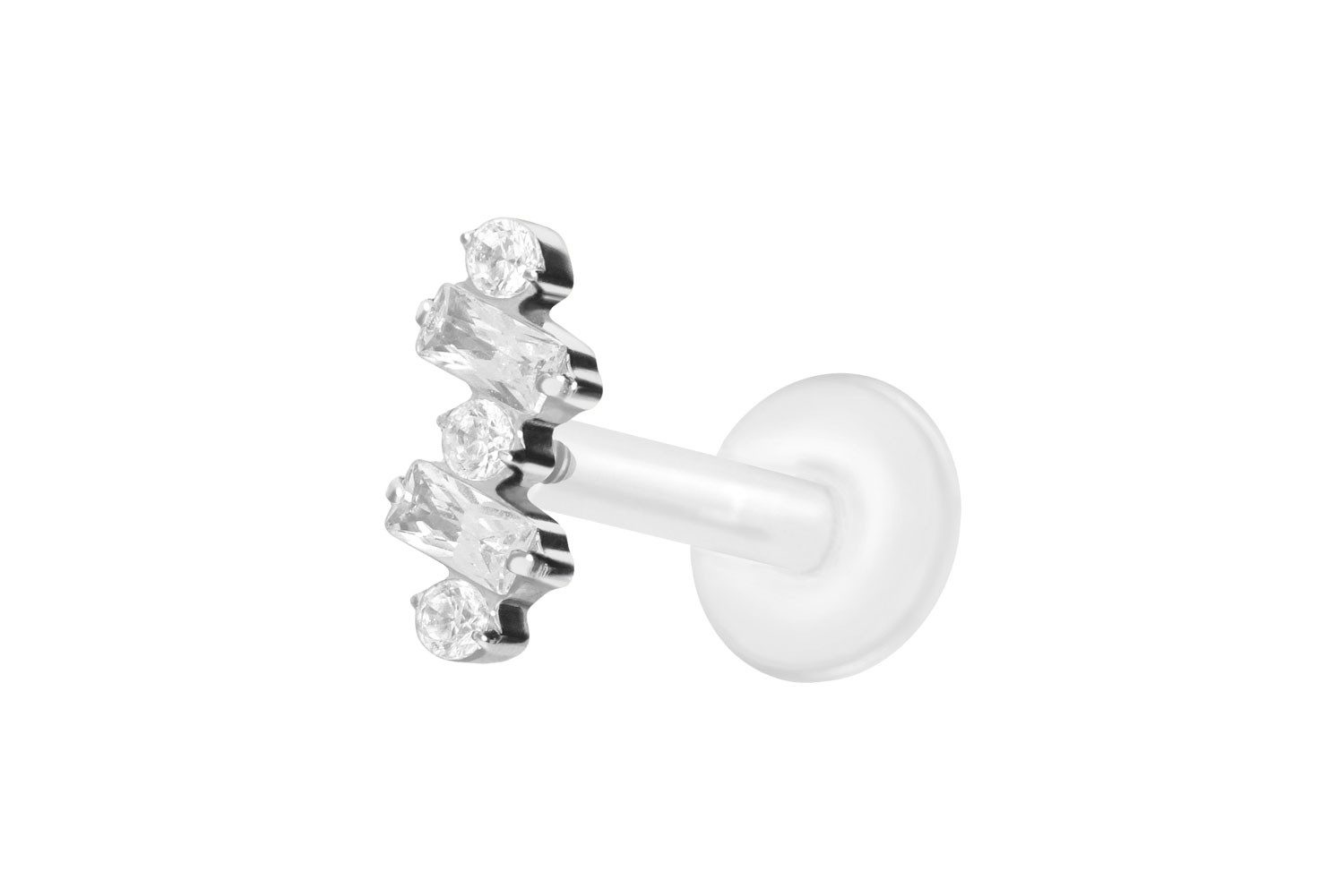 PIERCINGLINE Piercing-Set PTFE Labret mit Innengewinde + Titan-Aufsatz EINGEFASSTE KRISTALLE (Labrets, 1-tlg)