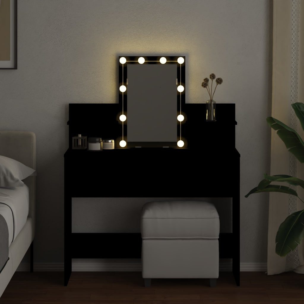 vidaXL Schminktisch Schminktisch mit LED-Beleuchtung Schwarz günstig online kaufen