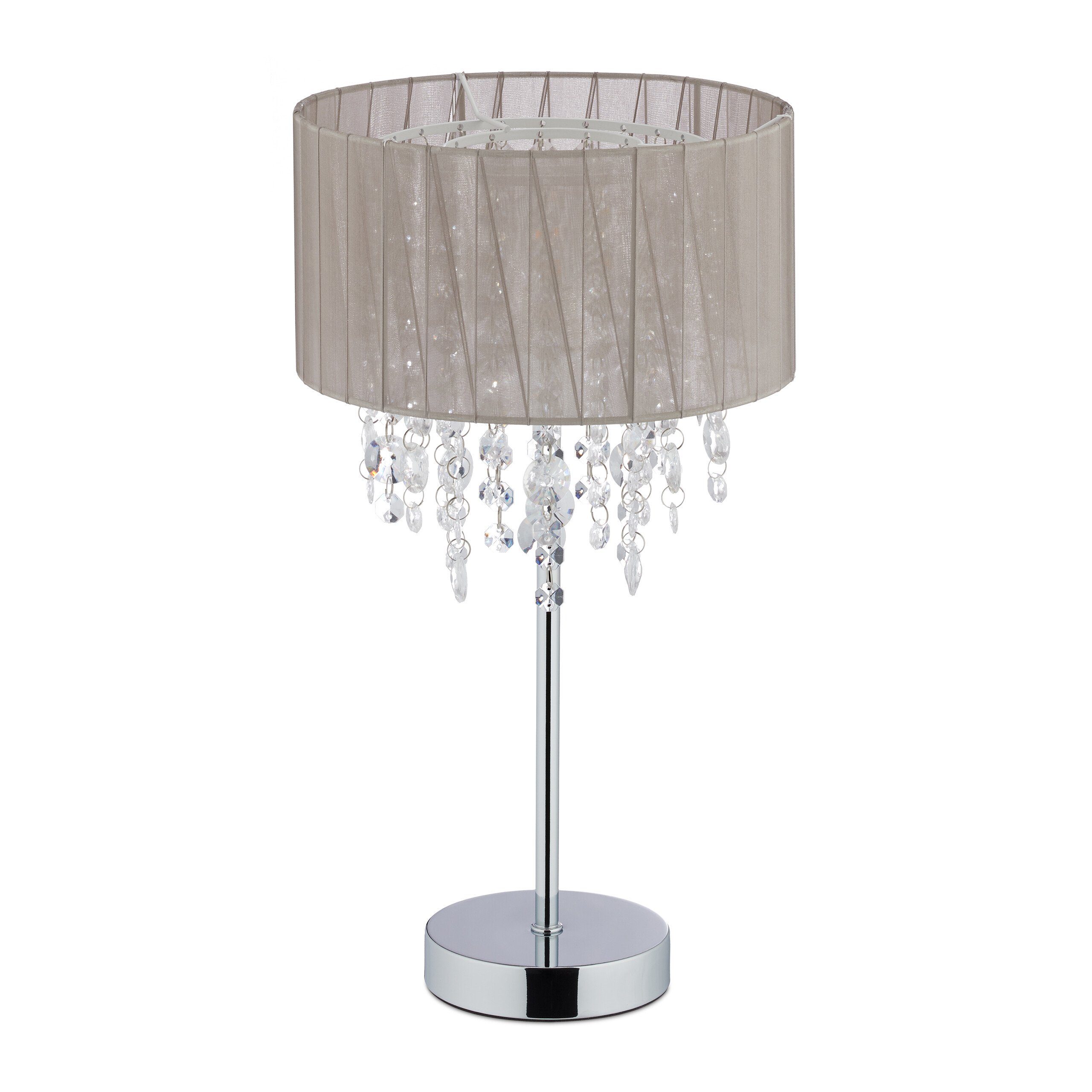 relaxdays Tischleuchte Tischlampe Organza Kristall XL