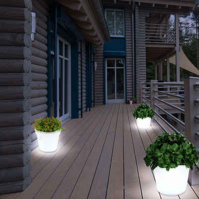 etc-shop Gartenleuchte, LED-Leuchtmittel fest verbaut, 3x LED Solar Leuchten Blumen Topf Außen Beleuchtungen