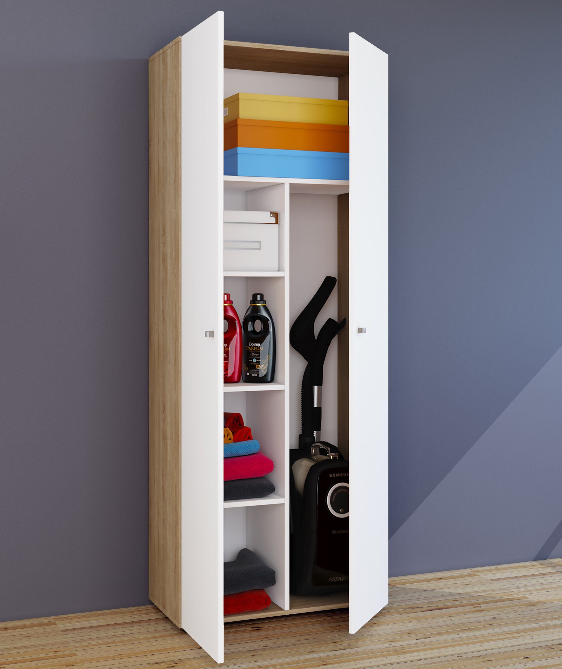 VCM Mehrzweckschrank Haushaltsschrank Vandol B. 70 x H. 178 x T. 40 cm Besenschrank, 6 Fächer