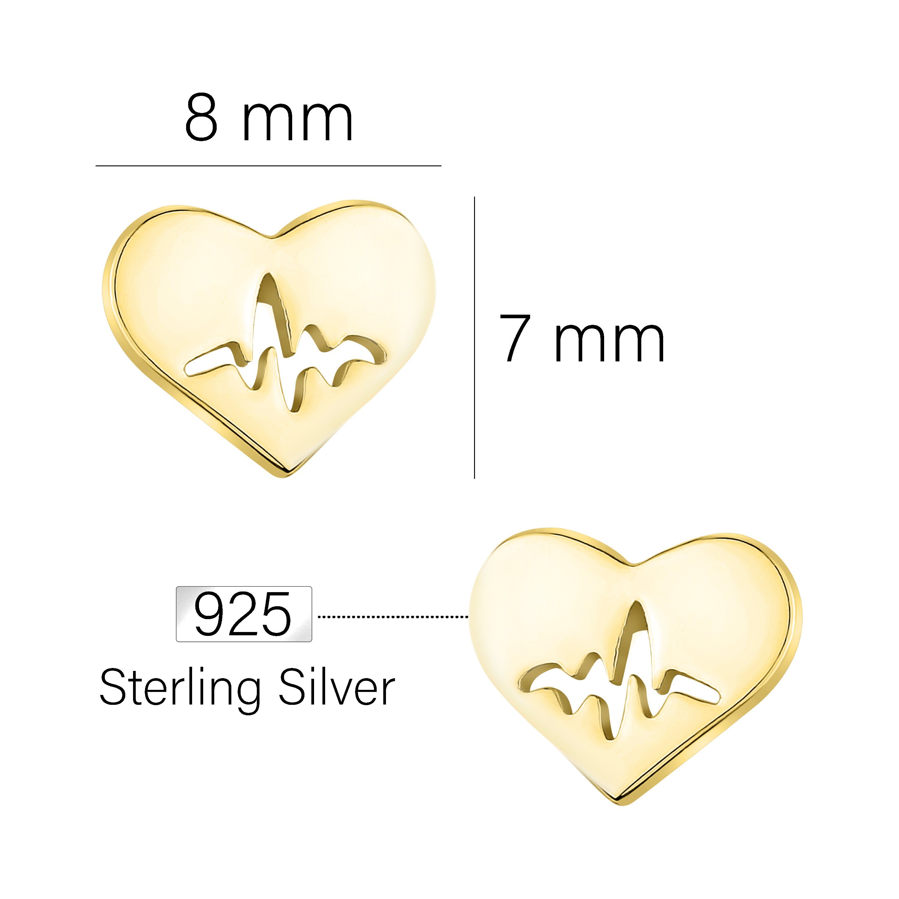 gold Milani Paar Schmuck 925 Silber Ohrstecker Damen Herzschlag, Sofia