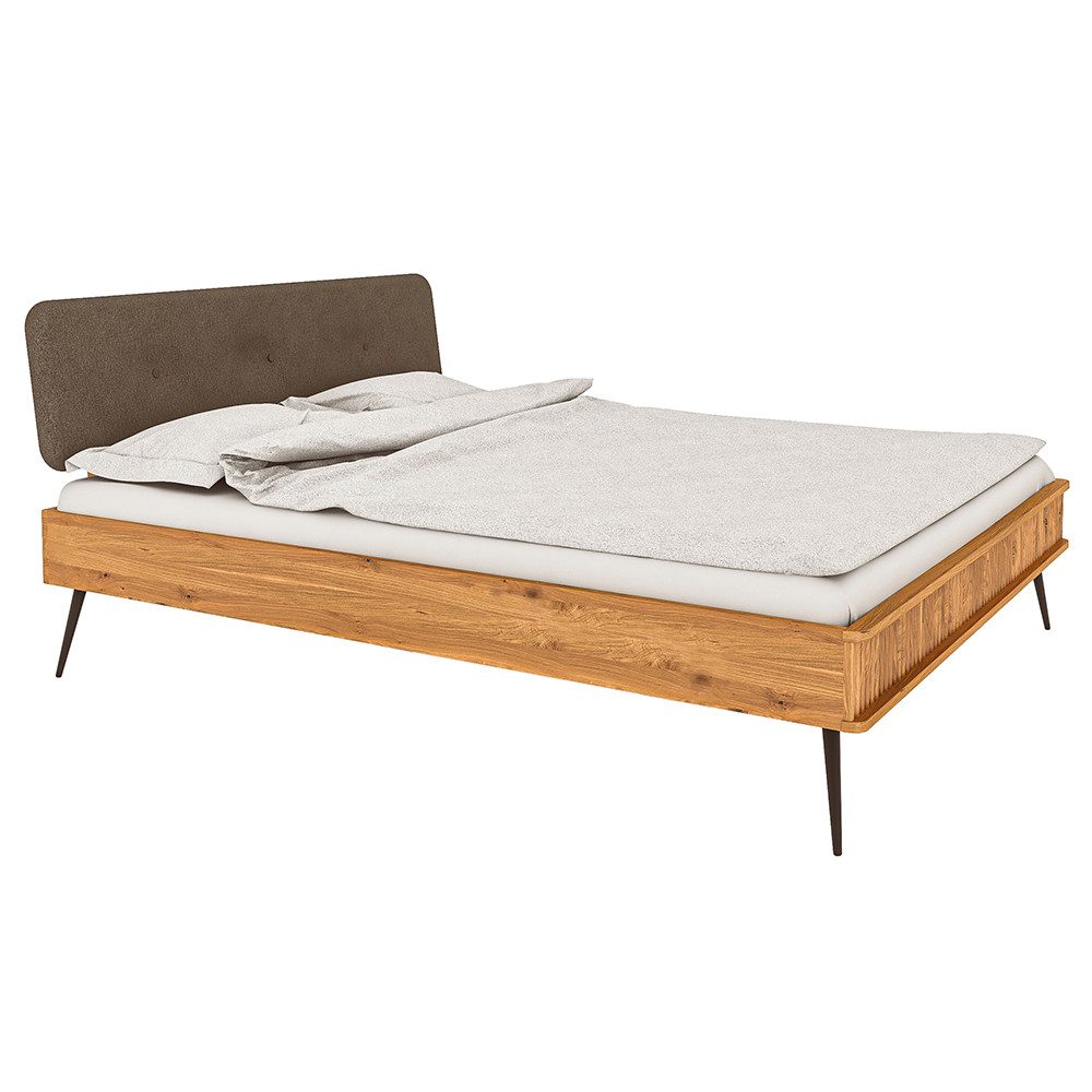 Lomadox Bettgestell KABALA-165, Liegefläche 160x220 cm, mit Polsterkopfteil, Eiche massiv geölt