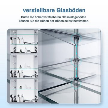 SONNI Spiegelschrank Badezimmerspiegelschrank mit beleuchtung 50 x 70 cm Schiebetür Wandregal Hängeschrank Wandboard Schrank Regal Vitrine Badschrank