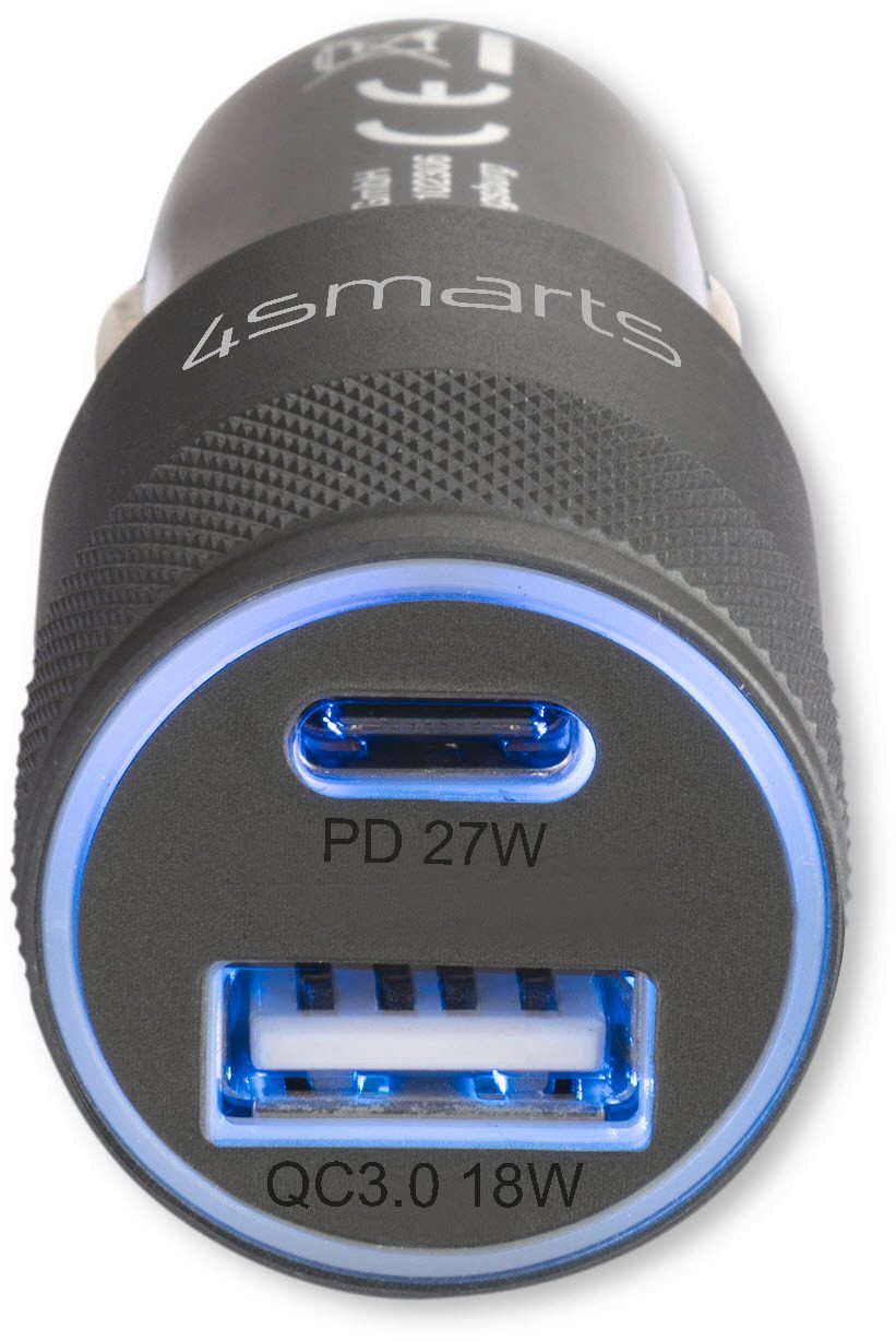 4smarts Kfz-Ladegerät Rapid+ mit Quick Charge KFZ-Netzteil (Powerd Delivery)