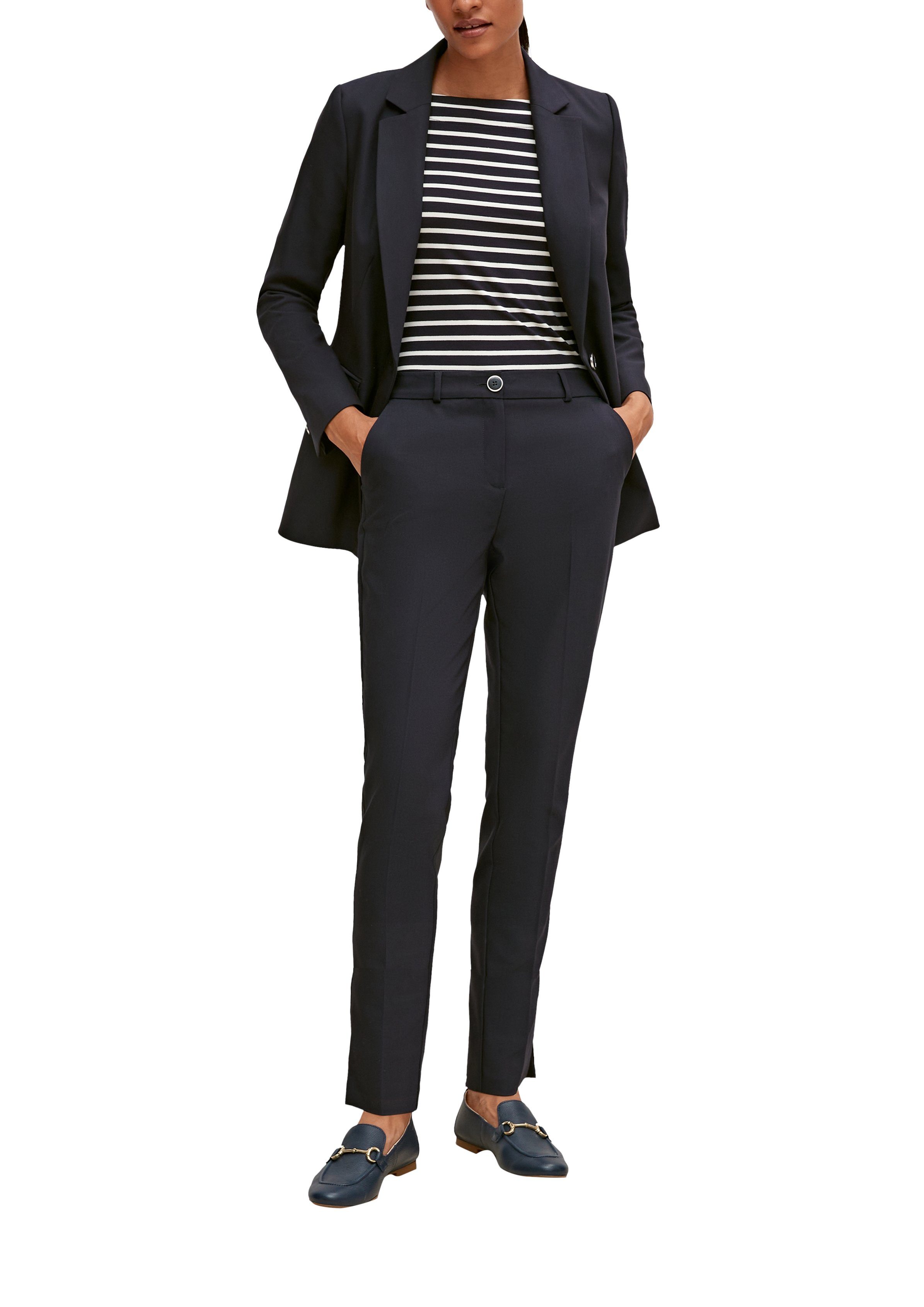 comma Kurzarmshirt mit Streifen und slim fit