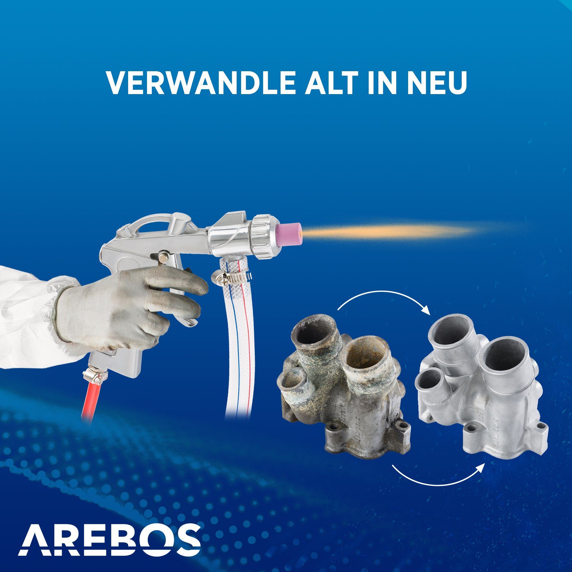 Arebos Sandstrahlkabine 90 Liter, inkl. Strahlpistole, Sichtfenster + 5 Ersatzfolien, 90,00 l, max. 8 bar, Set