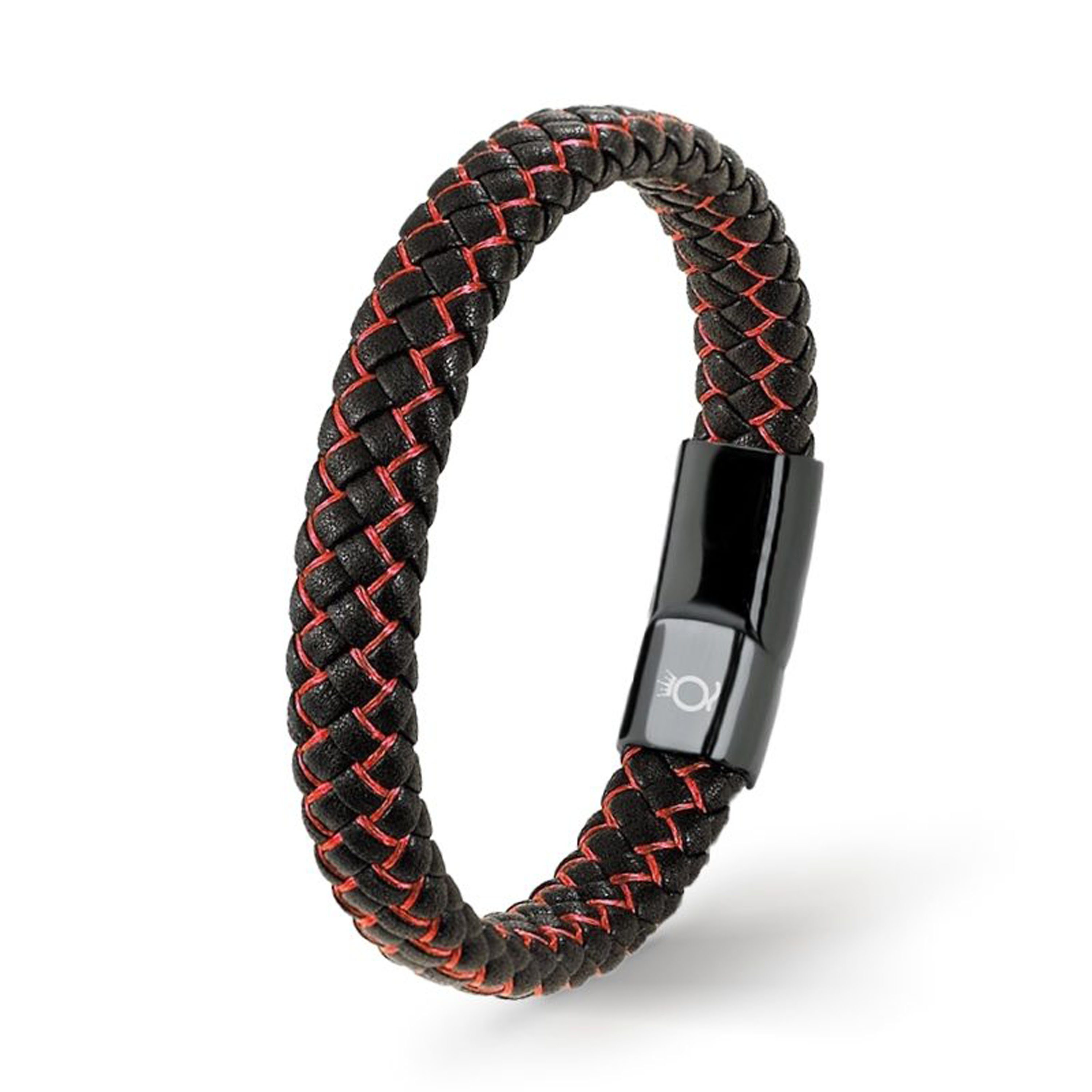 handgefertigt) Casual UNIQAL.de Style, Herren COLOR" Schwarz-Rot Lederarmband Echtleder, Geflochten Lederarmband (Edelstahl, "MULTY