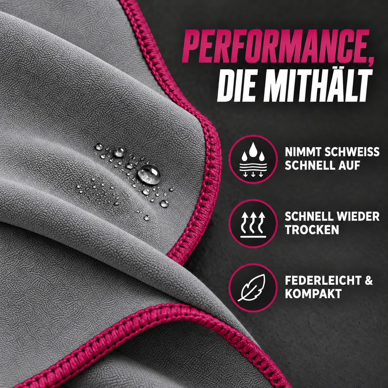 NirvanaShape Sporthandtuch NirvanaShape Mikrofaser Fitnesshandtuch mit Ecktasche und Knöpfen, saugfähig, leicht, schnelltrocknend, für Reisen, Fitness, Yoga, Sa – Bild 4 von 5