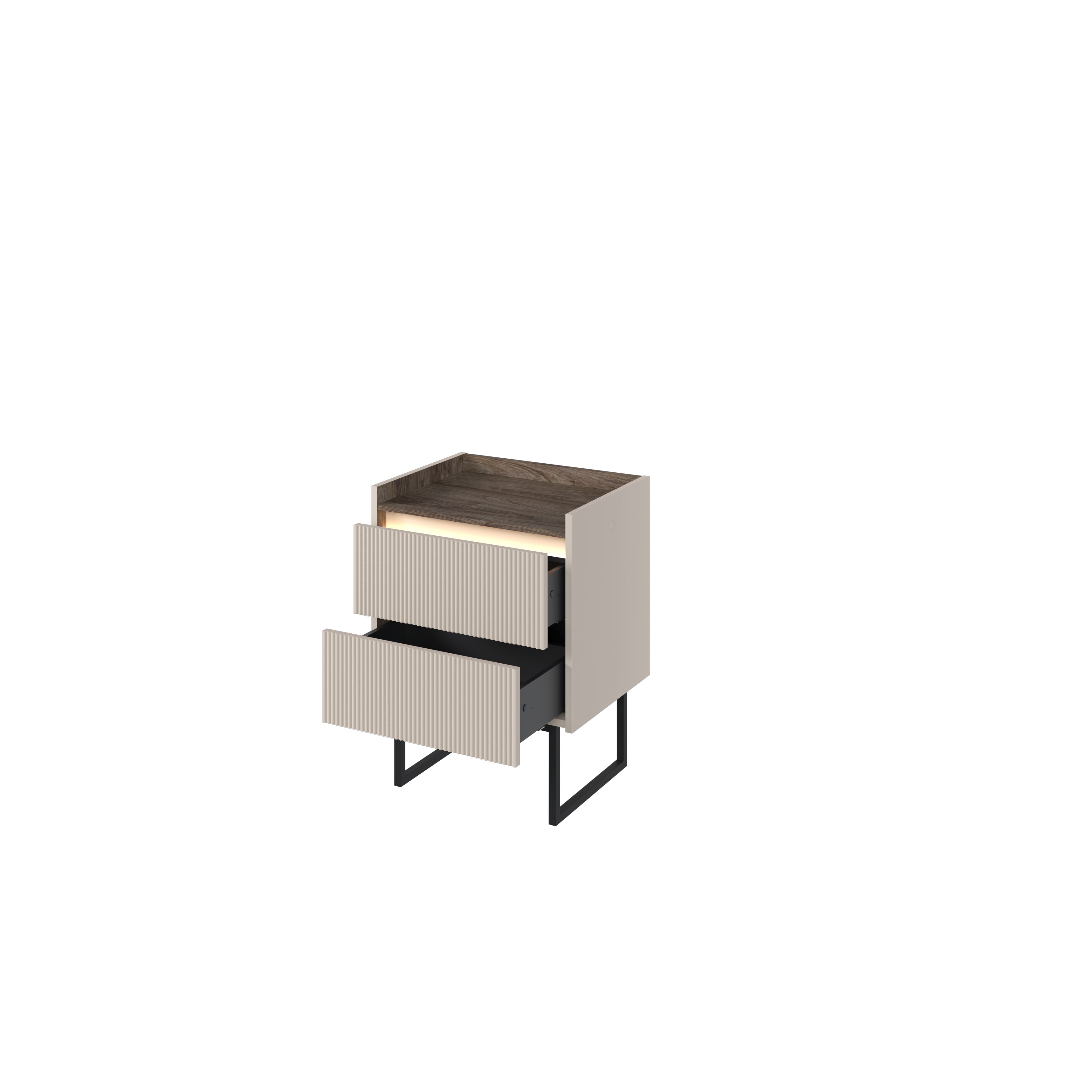 yourhouse24 Nachttisch LAGO LG-09 mit Beleuchtung Beige