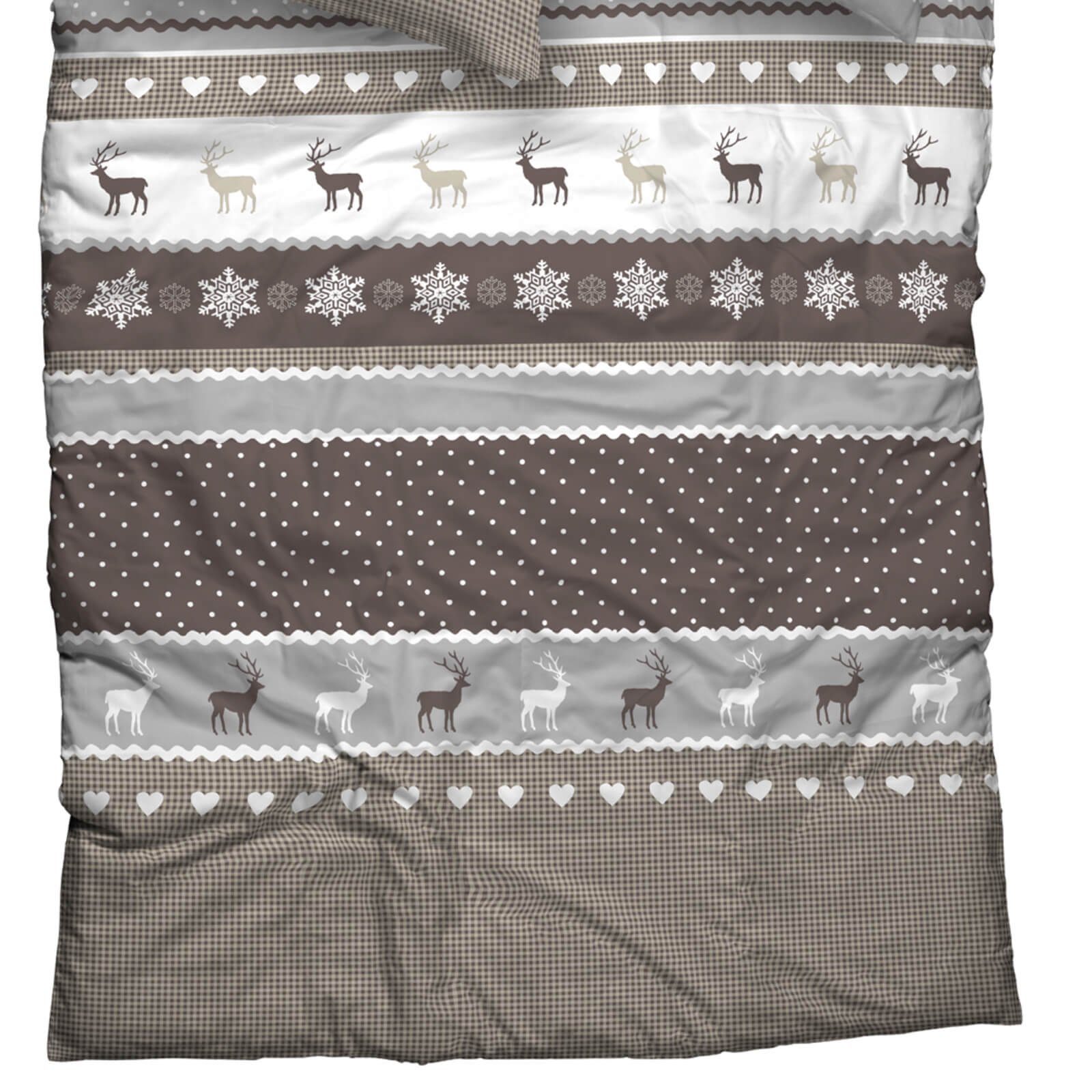 CASATEX Bettwäsche Garmisch Silber Beige Biber, Biber, 2 teilig, Landhausstil, Weihnachten, Winter