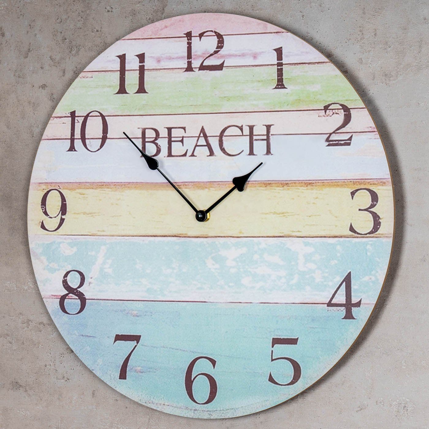 (Wanduhr Holz Strand Wanduhr Bunt D45cm Uhr Levandeo® Maritim Sommer) Wanddeko Beach