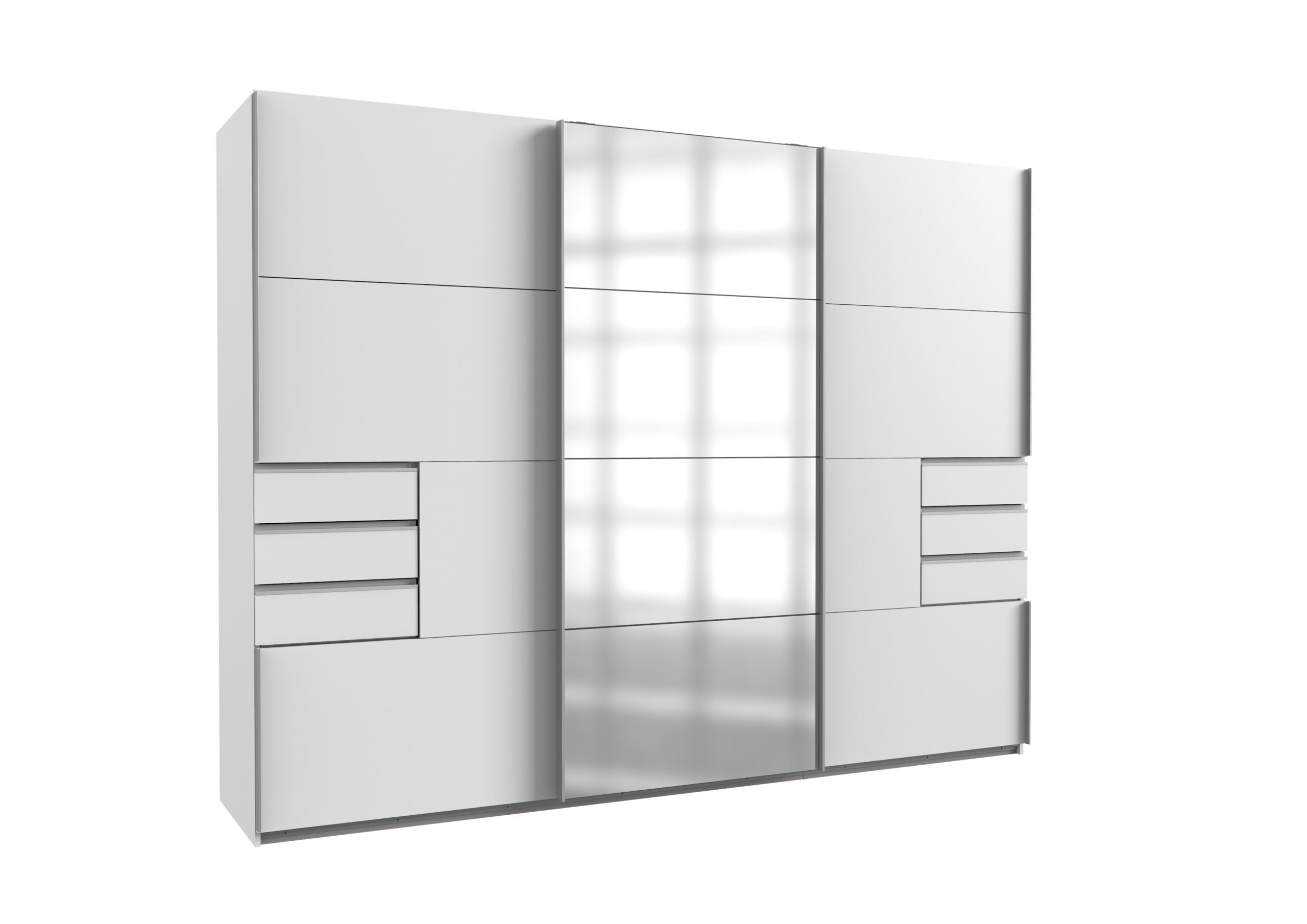 möbel-direkt.de Kleiderschrank Saigon in Weiß und Alu-Griffen (Spar-Set, 1-St., Kleiderschrank) mit Spiegeltür