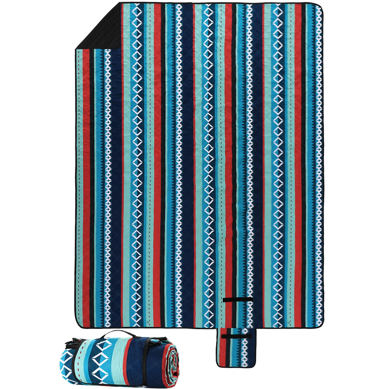 Picknickdecke Maschinenwaschbar XXL Faltbare Picknick Blanket, TLGREEN, Stranddecke & Campingdecke mit Tragegriff, Grün Gestreift