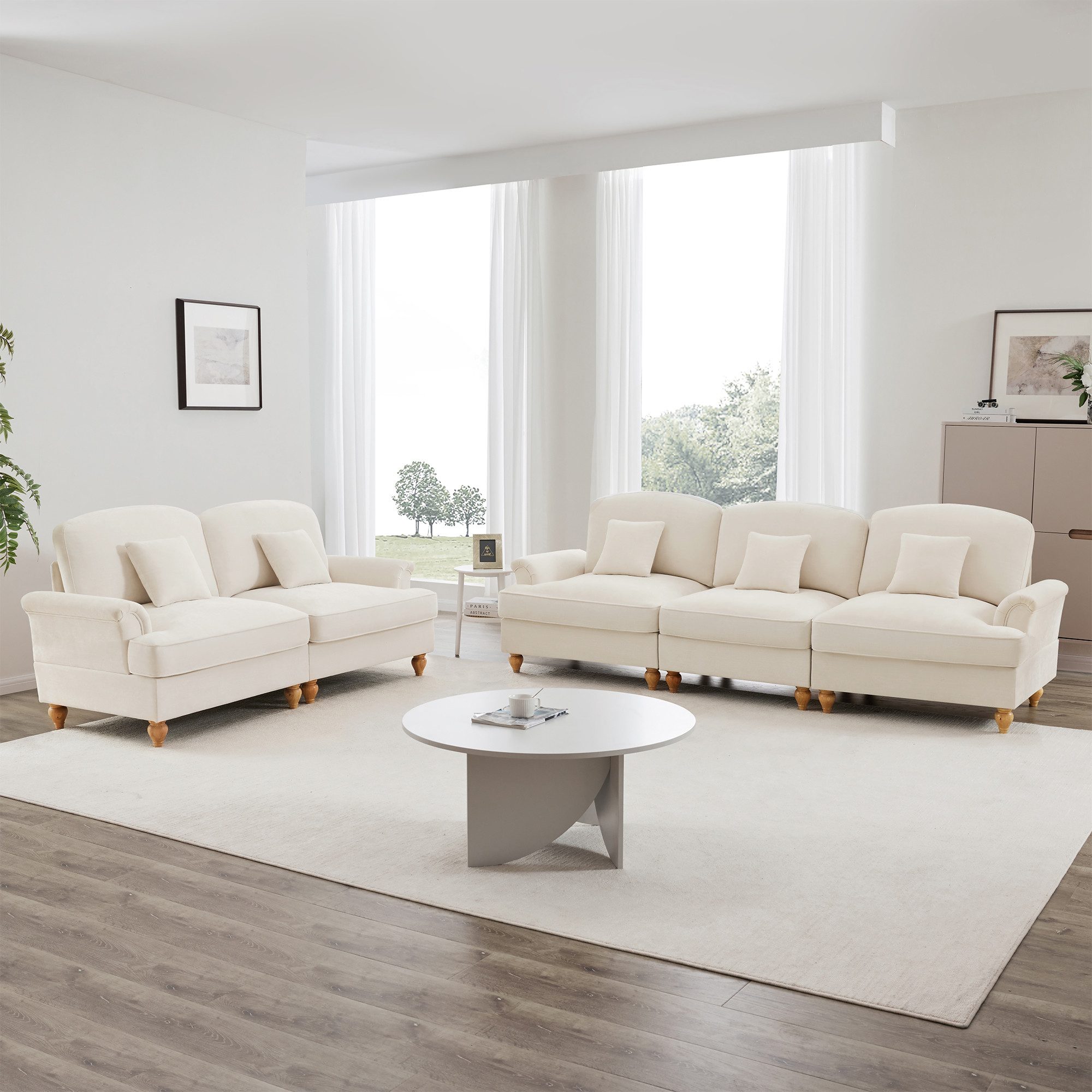 Odikalo Ecksofa Klassisches Modulares Sofa-Set, 2-tlg.Chenille mit Trichterlehnen