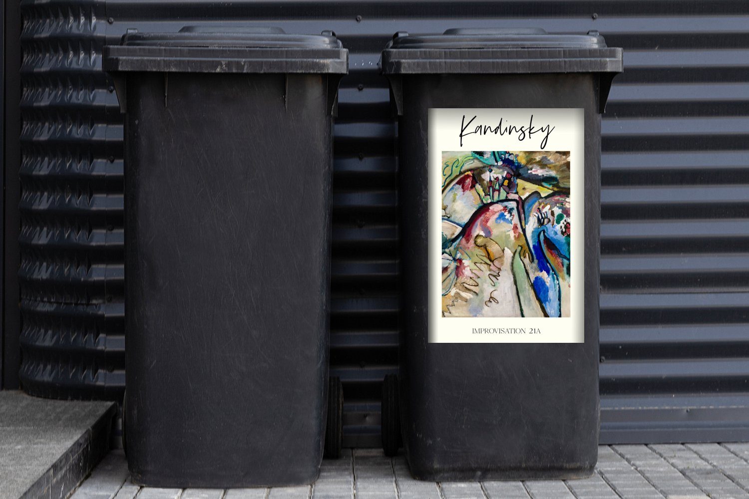 Kandinsky Mülltonne, Kunst St), Sticker, 21A Abfalbehälter MuchoWow - (1 - Wandsticker Mülleimer-aufkleber, Container, Improvisation