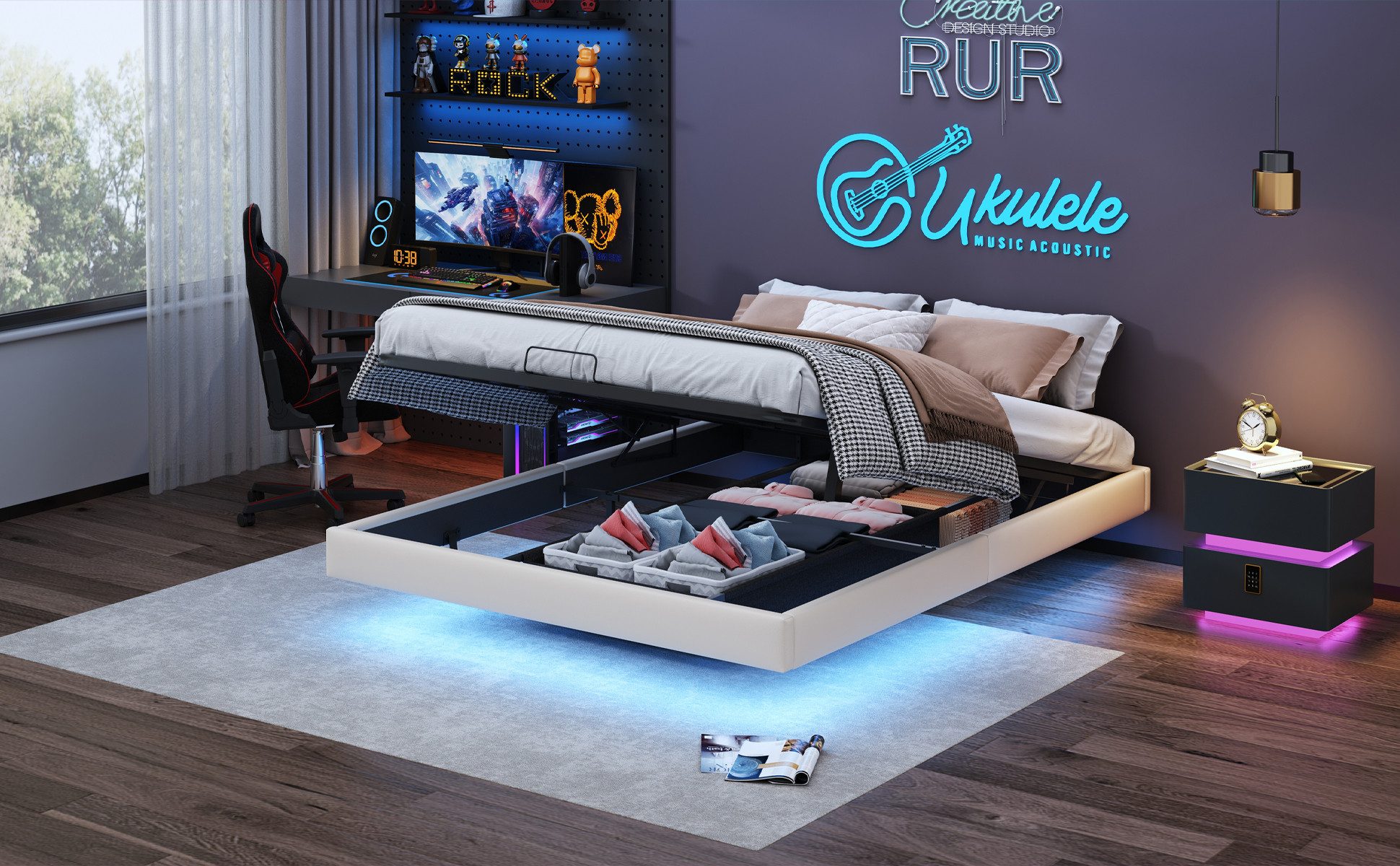 Furnishings Home Polsterbett Stauraumbett Doppelbett Gaming günstig online kaufen