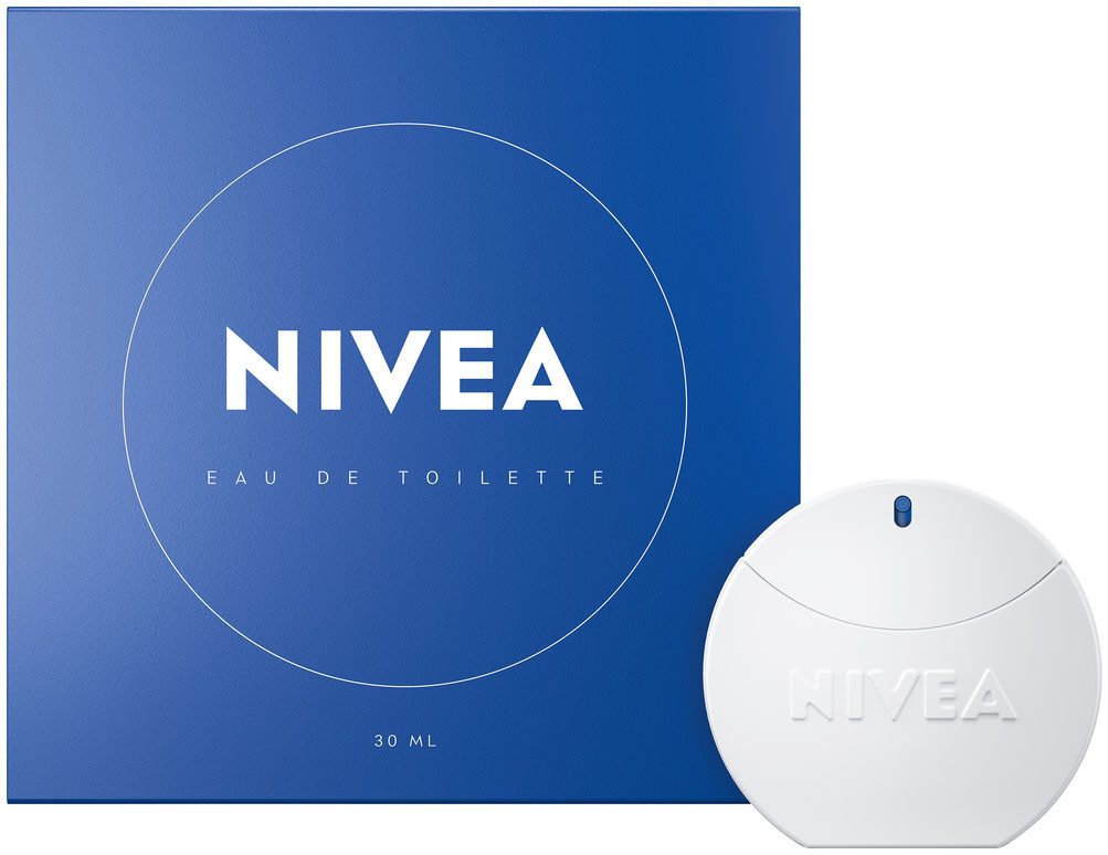 Nivea Eau de Toilette, Parfum-Variante des bekannten Cremedufts, ikonischer Parfüm-Flakon