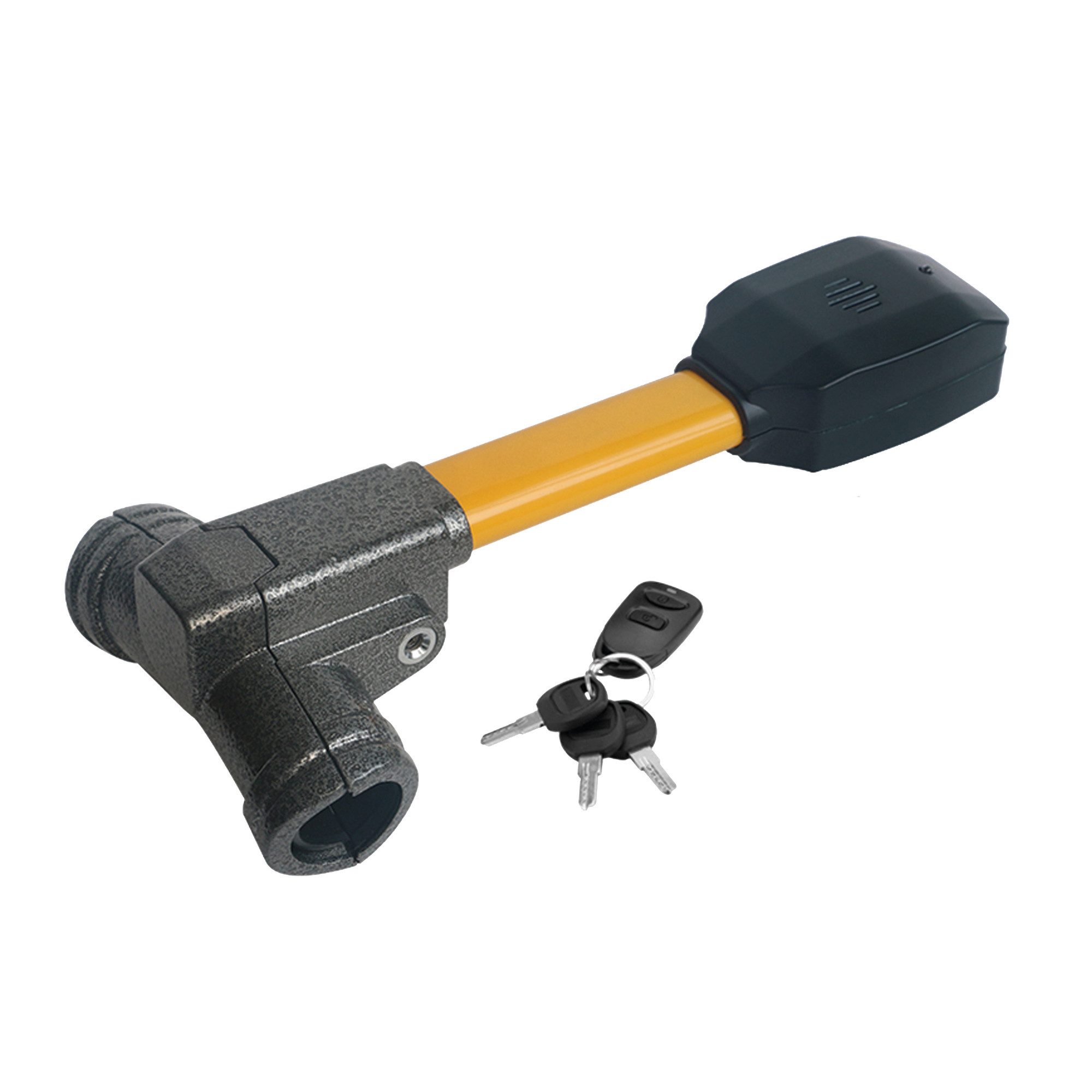 BASI Lenkradkralle KFZ Diebstahlsicherung (Packung), Alarm 120 dB, Lenkradsperre PKW LKW, 2 Schlüssel, Farbe Gelb/schwarz