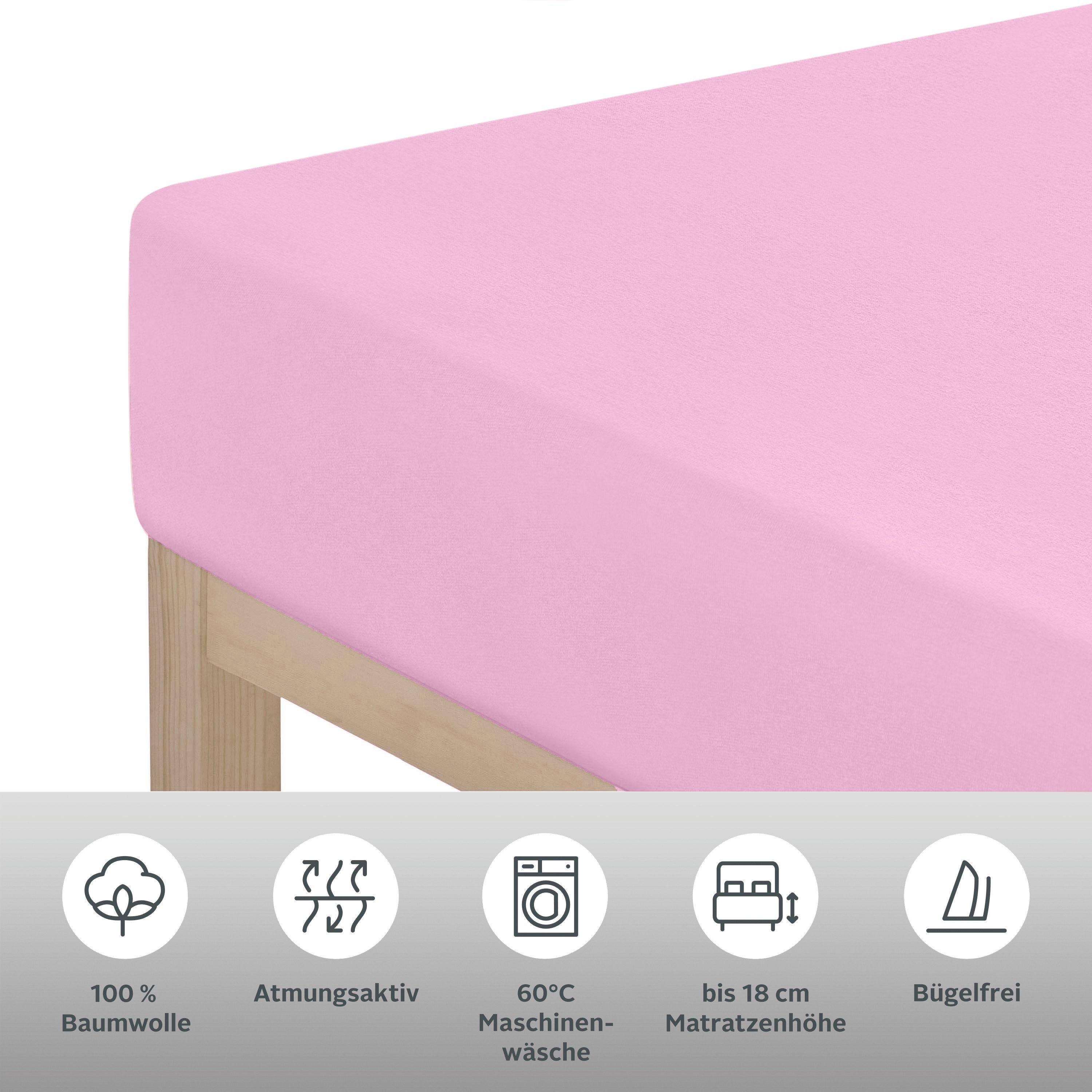 OTTO home Spannbettlaken PHYSALIS Comfort 100% Baumwolle, 150 g/m², Jersey, Gummizug: rundum, (2 Stück), Bettlaken bis 20 cm Matratzenhöhe, weich, bügelfrei, optimaler Sitz