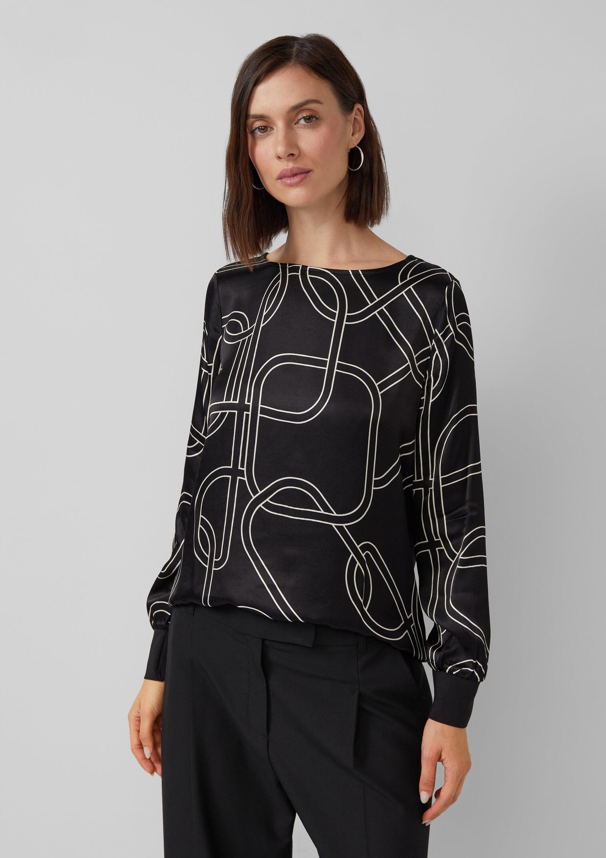 s.Oliver Langarmshirt T-Shirt Satinierte Viskose-Bluse mit Print günstig online kaufen