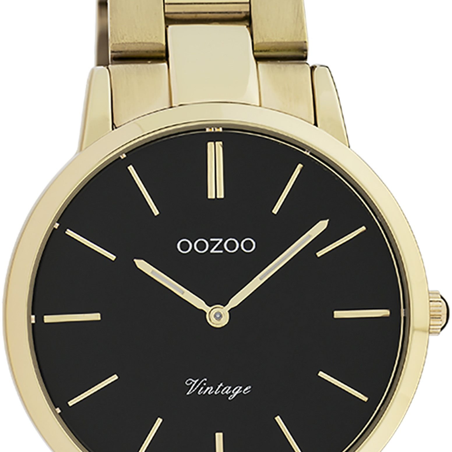 OOZOO Quarzuhr Oozoo Damen Armbanduhr Vintage Series, (Analoguhr), Damenuhr rund, mittel (ca. 34mm), Metallarmband gold, Fashion