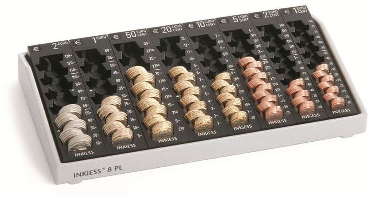 INKiESS Geldkassette Kasse Rekord 8 PL lichtgrau/schwarz