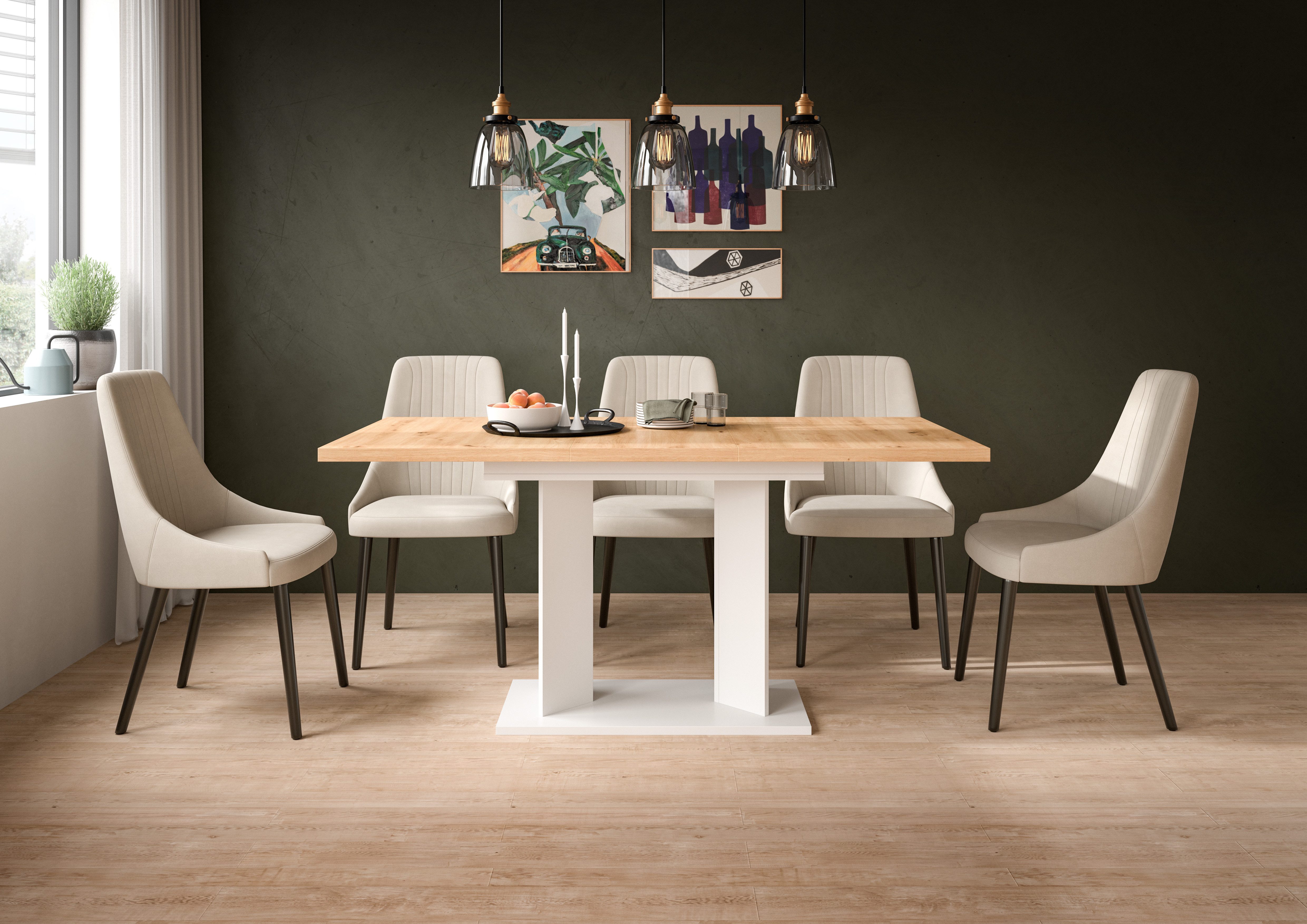 Home affaire Esstisch GERO, 120-160 cm, ausziehbar, Säulengestell (1-St., in verschiedenen Ausführungen erhältlich), Tisch, Esstisch, Esszimmer, Esszimmertisch, Küchetisch, Bartisch