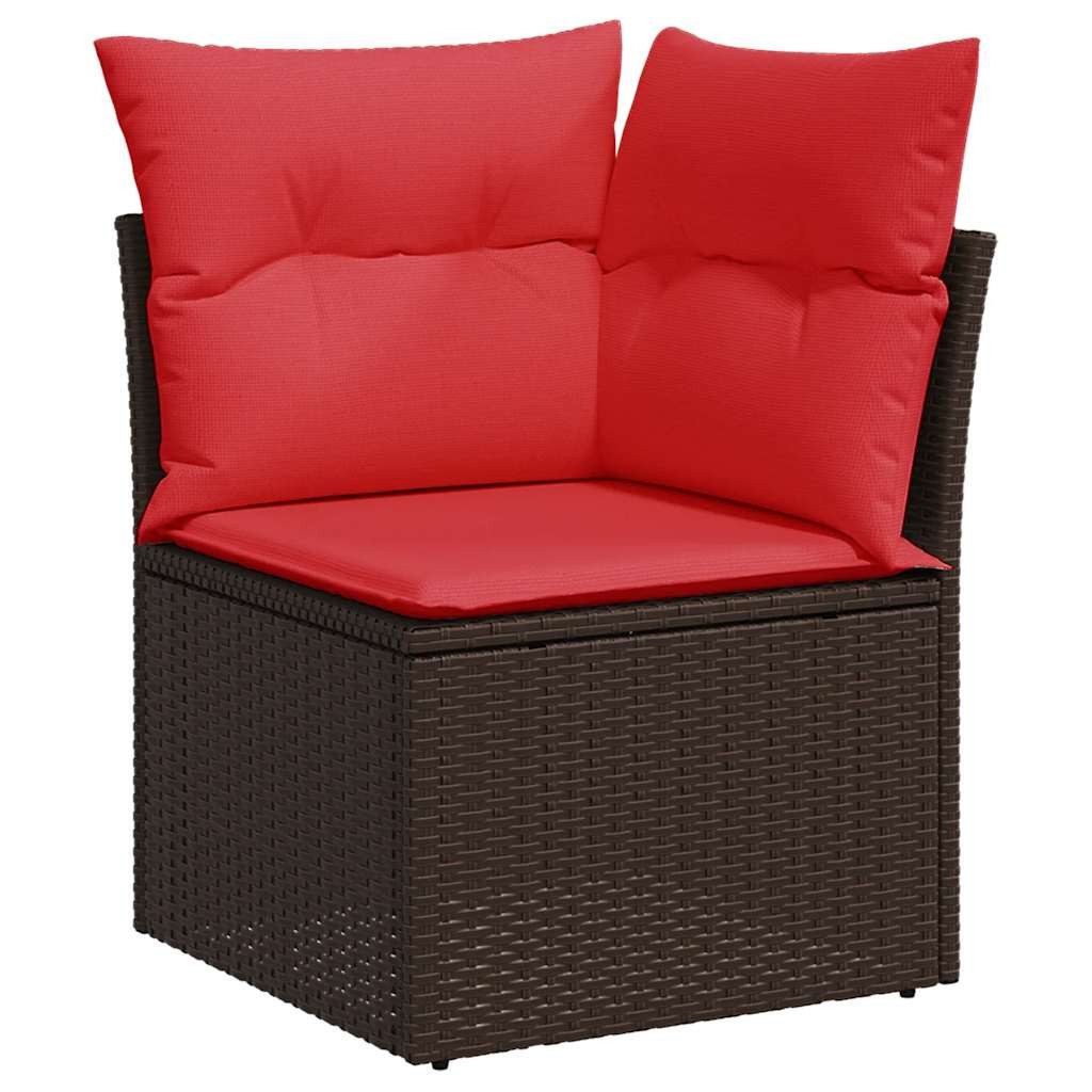 vidaXL Gartenlounge-Set 5-teiliges Gartensofa-Set mit Kissen, braun, Polyrattan, (1-tlg)