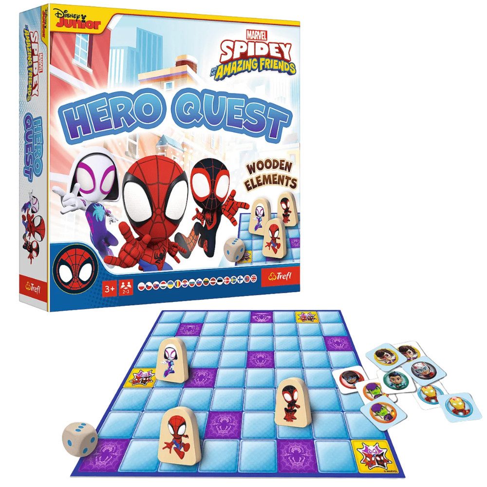Trefl Spiel Kinderbrettspiel Superheldenabenteuer Würfelspiel, Hero Quest, Holzfiguren, Marvel-Lizenz, 2-3 Spieler, ab 3 Jahren