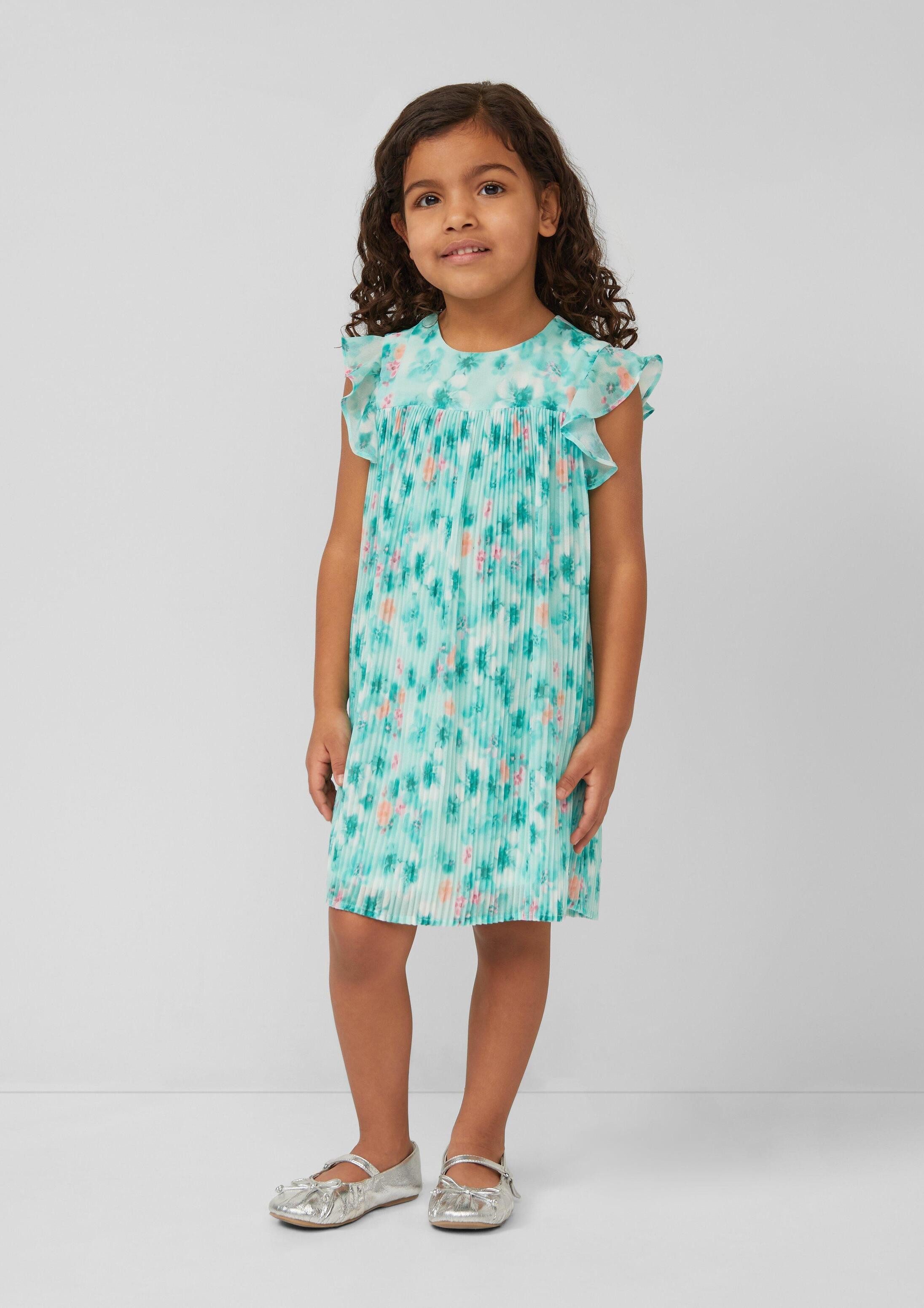 s.Oliver Minikleid Kleid Kurzes Kleid mit Volantärmeln und Plissee