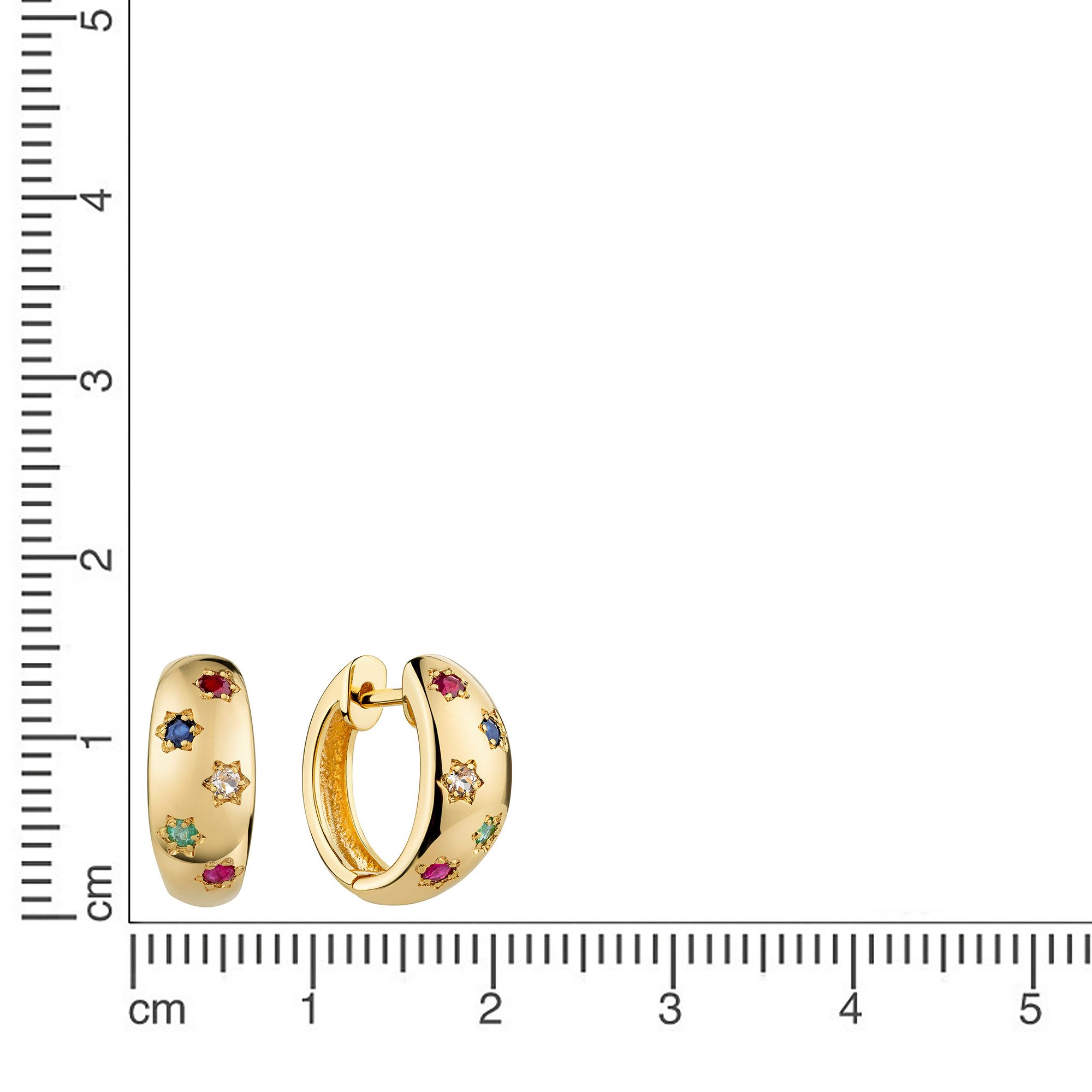 Firetti Paar Creolen Schmuck Geschenk Silber 925 Ohrschmuck Ohrringe Blumen, mit Rubin, Saphir, Smaragd, Weißtopas