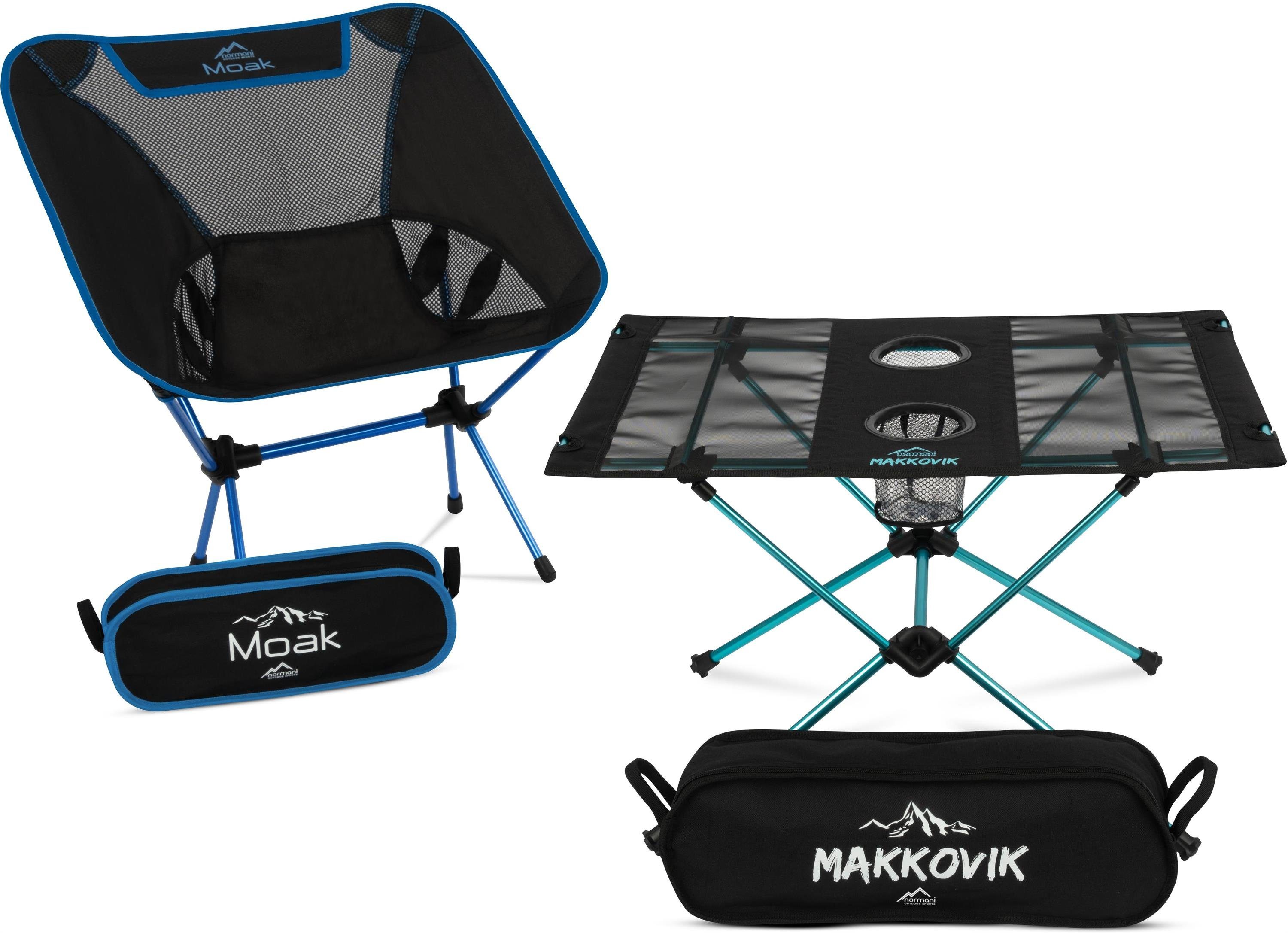 normani Campingstuhl Ultraleiches Camping-Set Stuhl mit Tisch, Campingmöbel  Campingstuhl und Campingtisch Reiseset Klappbar Faltbar