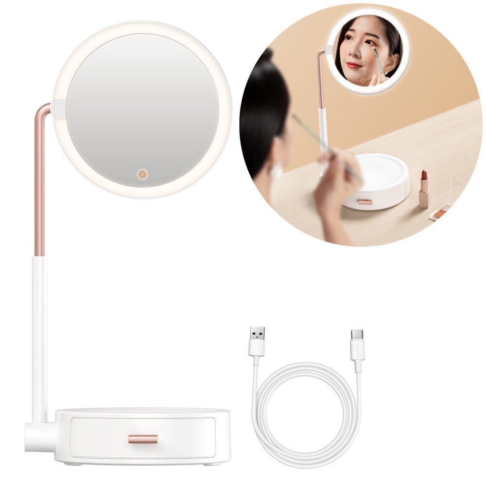 Baseus Aufbewahrungsbox »Make-Up Spiegel mit Aufbewahrungsbox für Schminke  Touch LED Licht Kosmetikspiegel weiß«