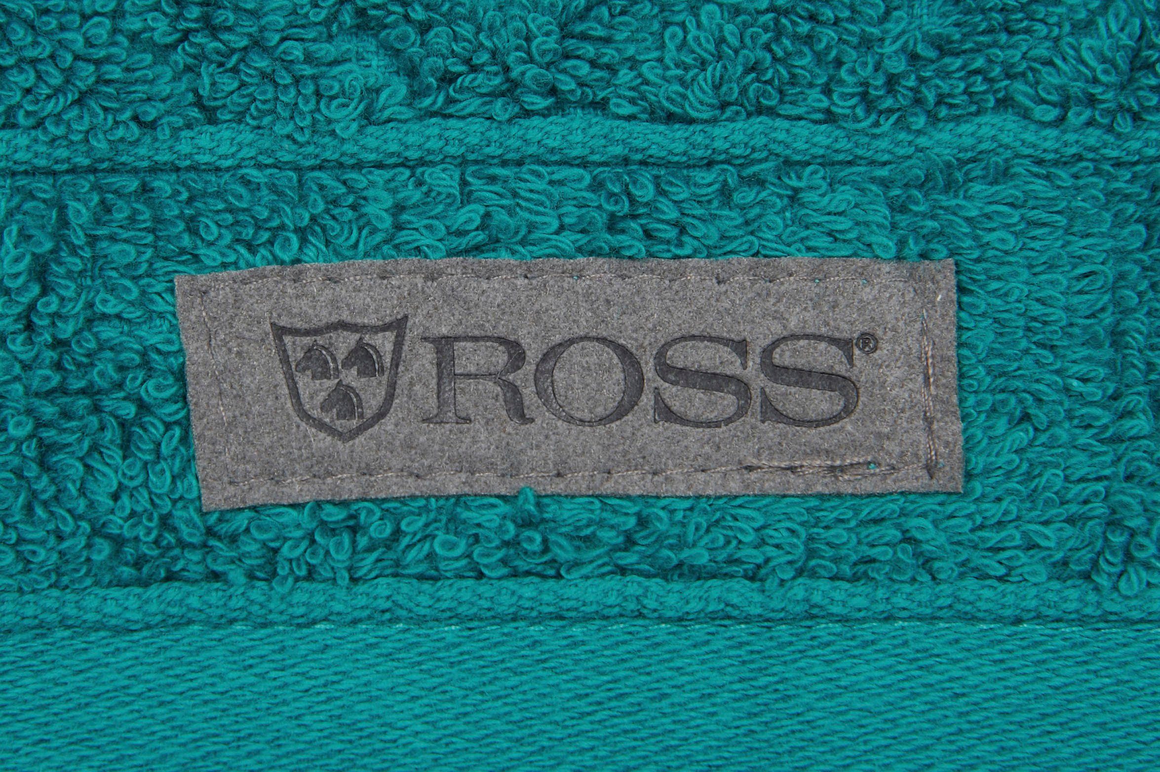 Duschtuch Frottier smaragd mit (1-St), ROSS Uni-Rippe Smart, Velourslabel