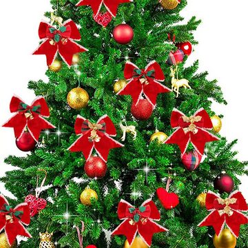 GelldG Weihnachtsbaumkugel Weihnachten Schleifen Weihnachtsbaum Deko, Schleife mit Glöckchen