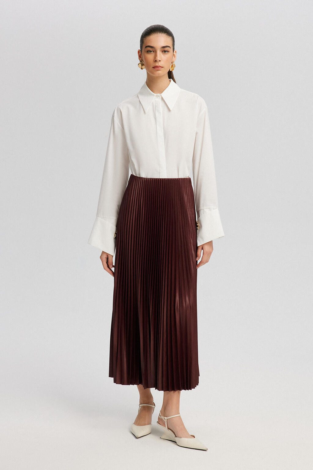 Faltenrock Elastisch Taille Maxi Faltenrock Damen, Elegant Plissierte Rock