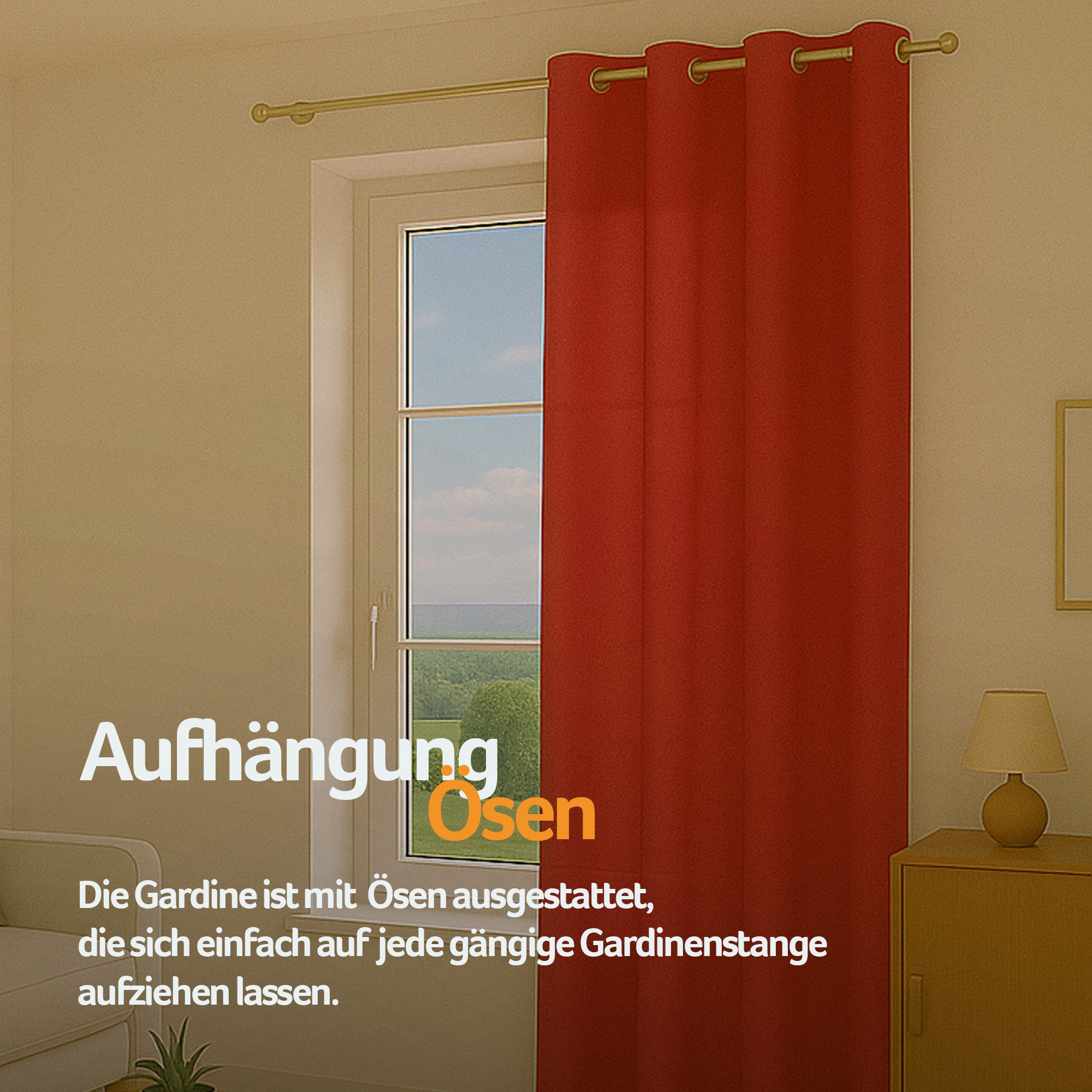 Bestlivings Vorhang „Ellen“ mit Ösen (1 St), Ösen, blickdicht, einfarbig, waschbar bei 30°C, bügelleicht, strapazierfähig, formstabil