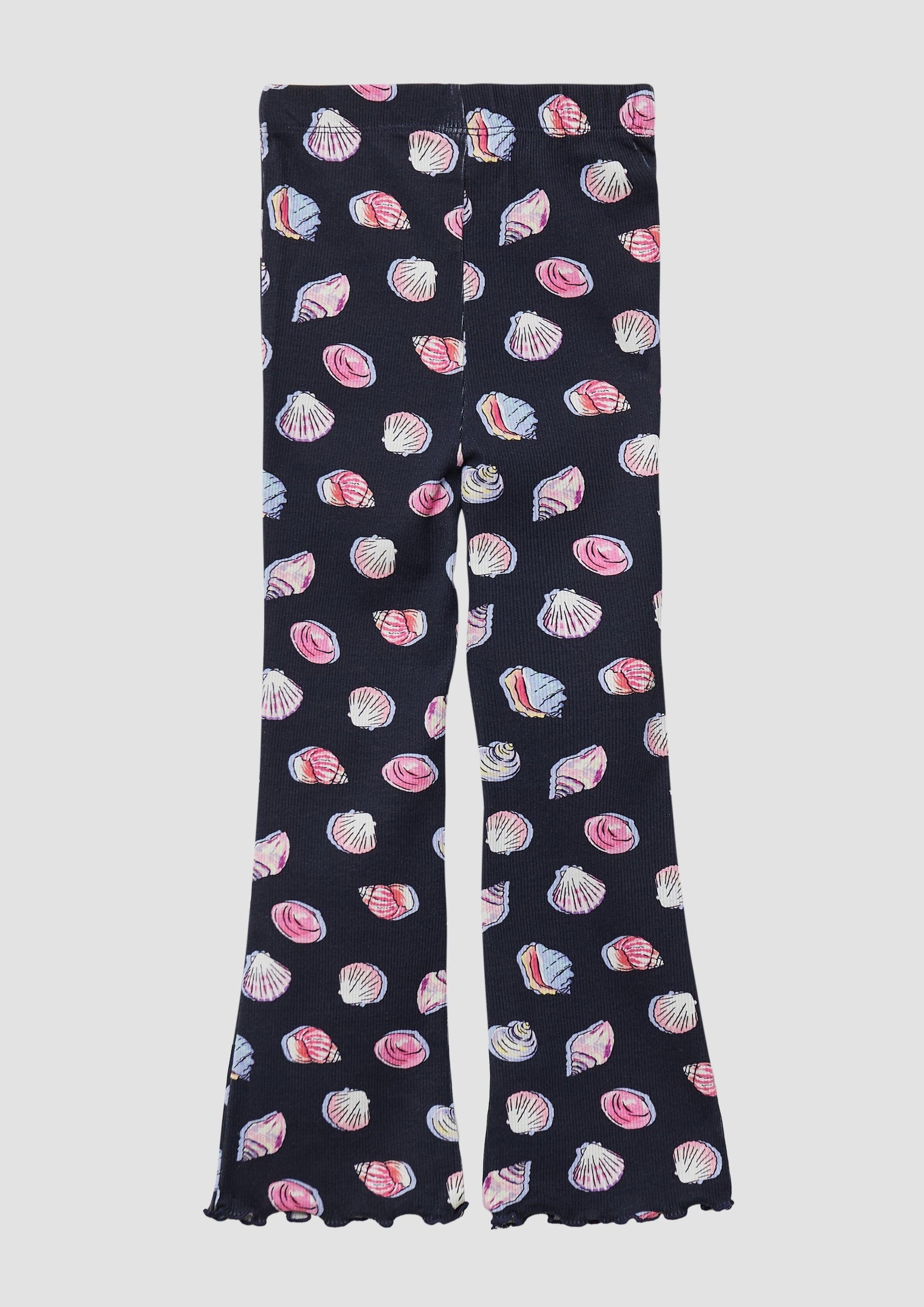 s.Oliver Leggings Leggings Gerippte Leggings mit Flared Leg und All-over-Print