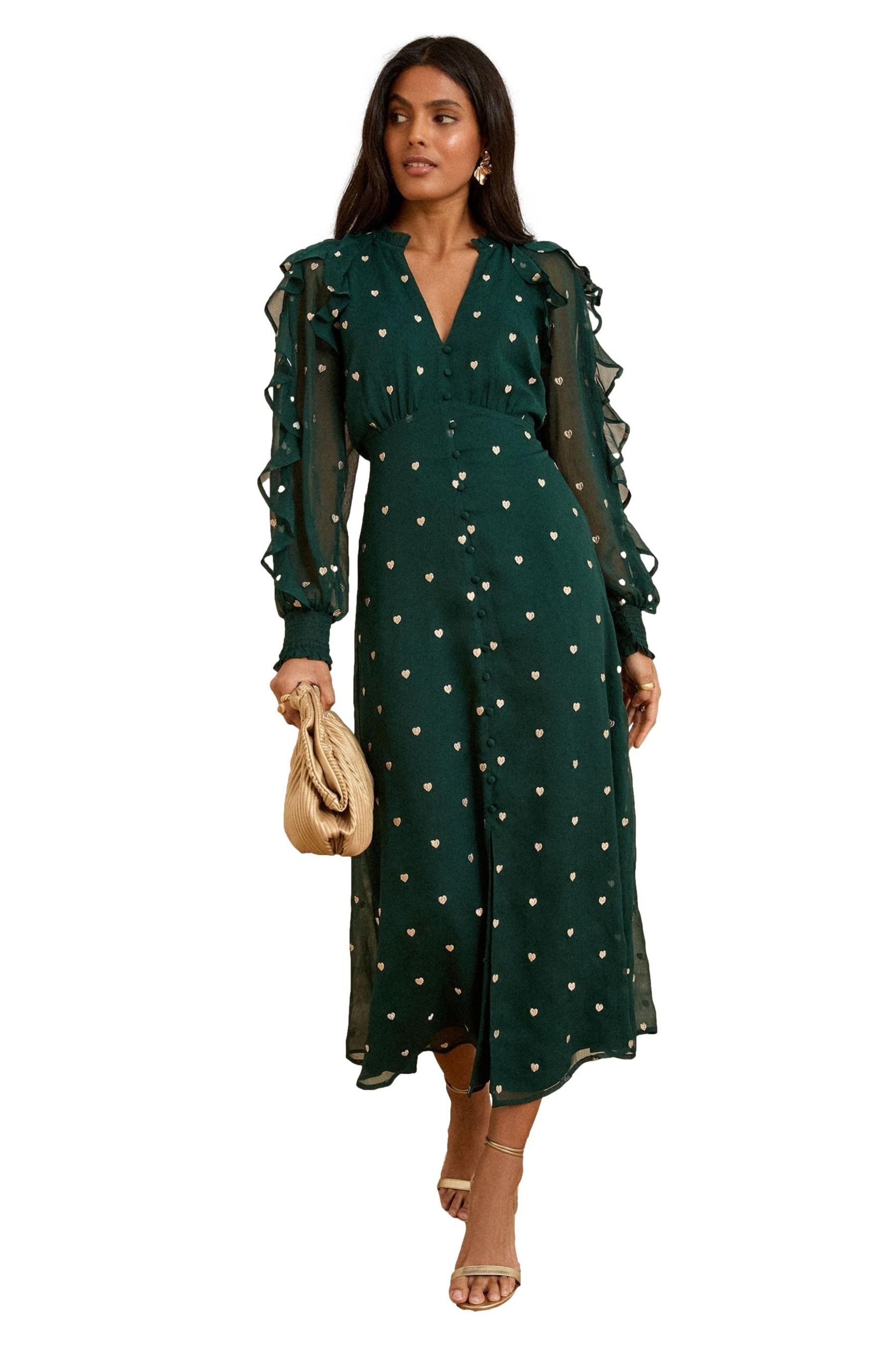 Love & Roses Midikleid Love & Roses Besticktes Midikleid mit Rüschen (1-tlg günstig online kaufen